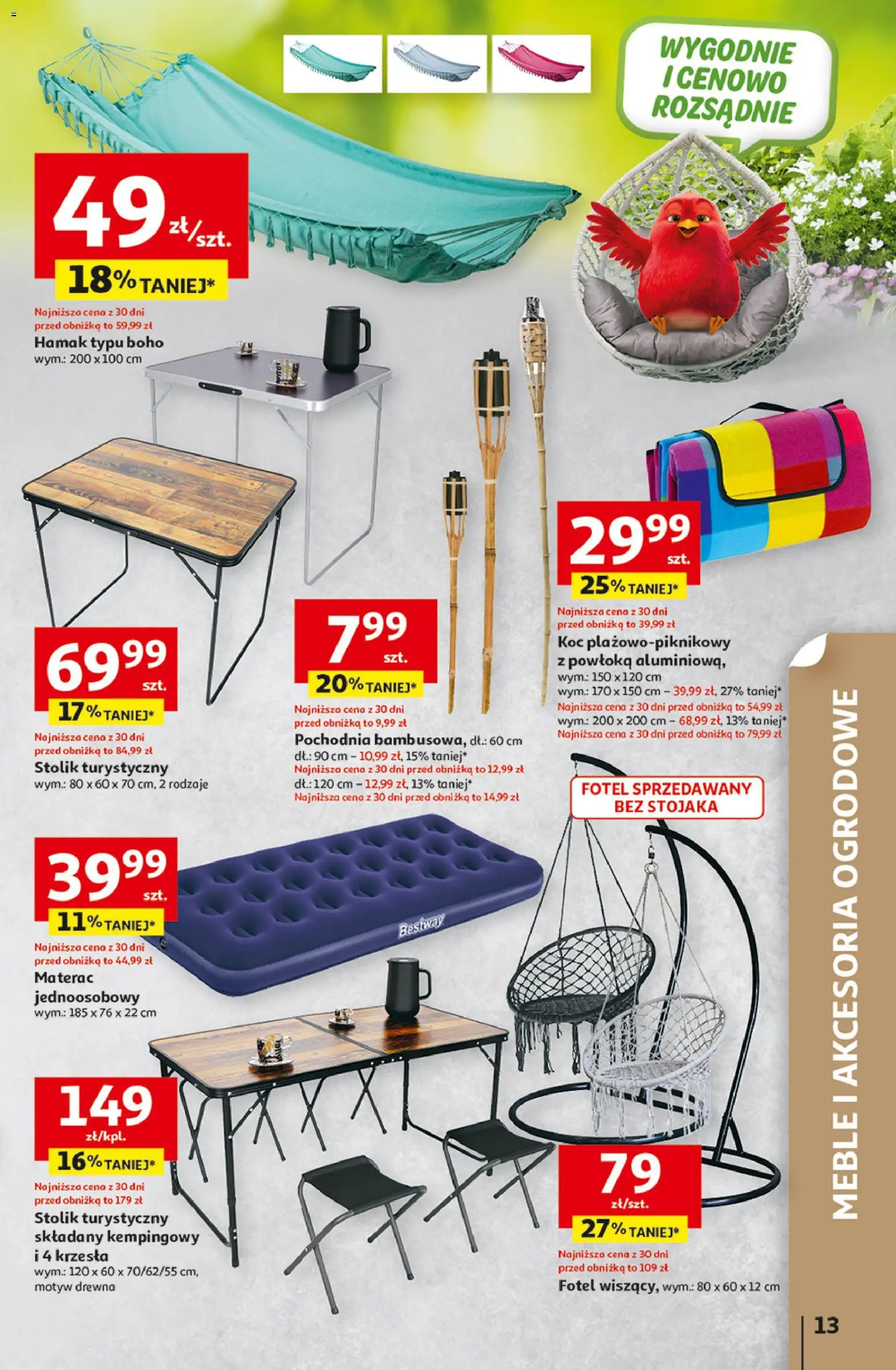 Auchan gazetka - 30 Lat Hipermarket od 29.04.2026 | Strona: 13 | Produkty: Materac, Koc, Fotel, Hamak