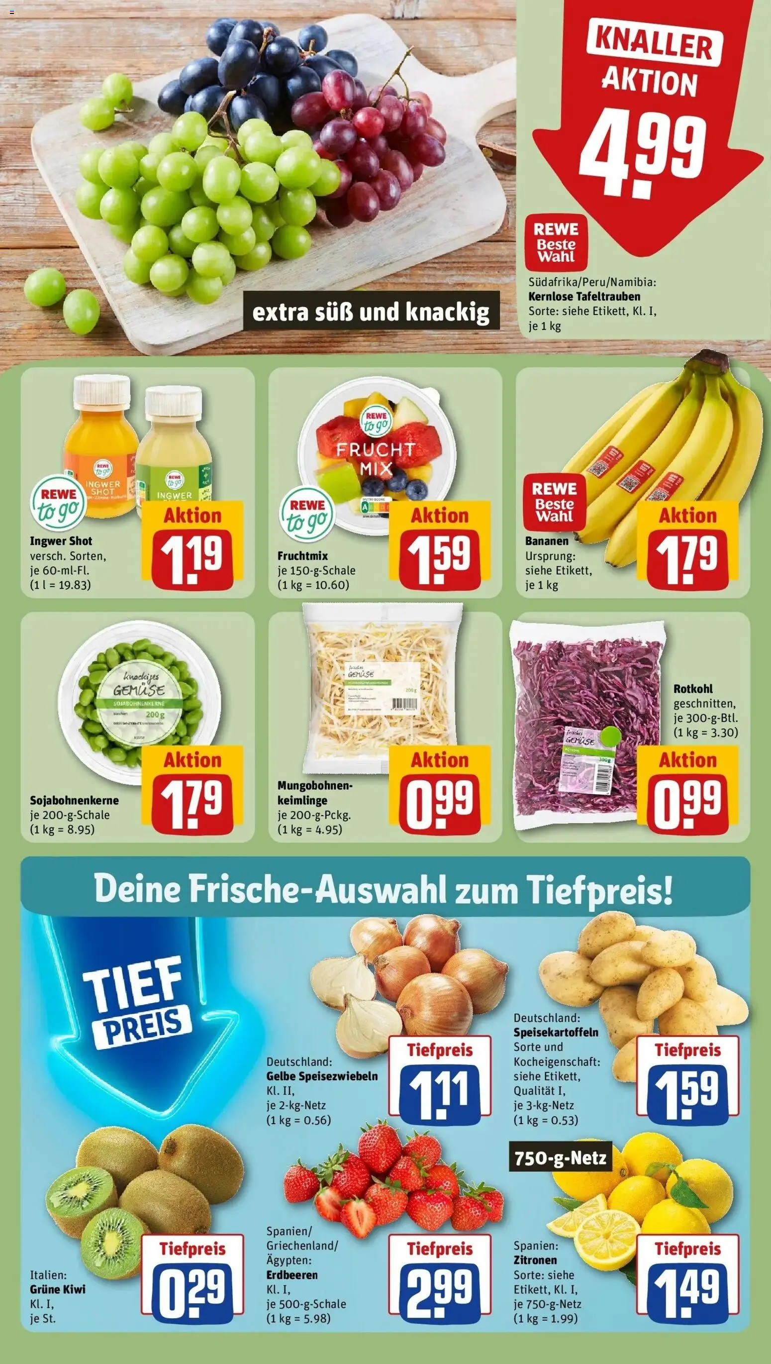 Rewe Prospekt Darmstadt / Martinsviertel	 – gültig ab 15.03.2026 | Seite: 8 | Produkte: Rotkohl, Bananen, Gemüse, Kiwi