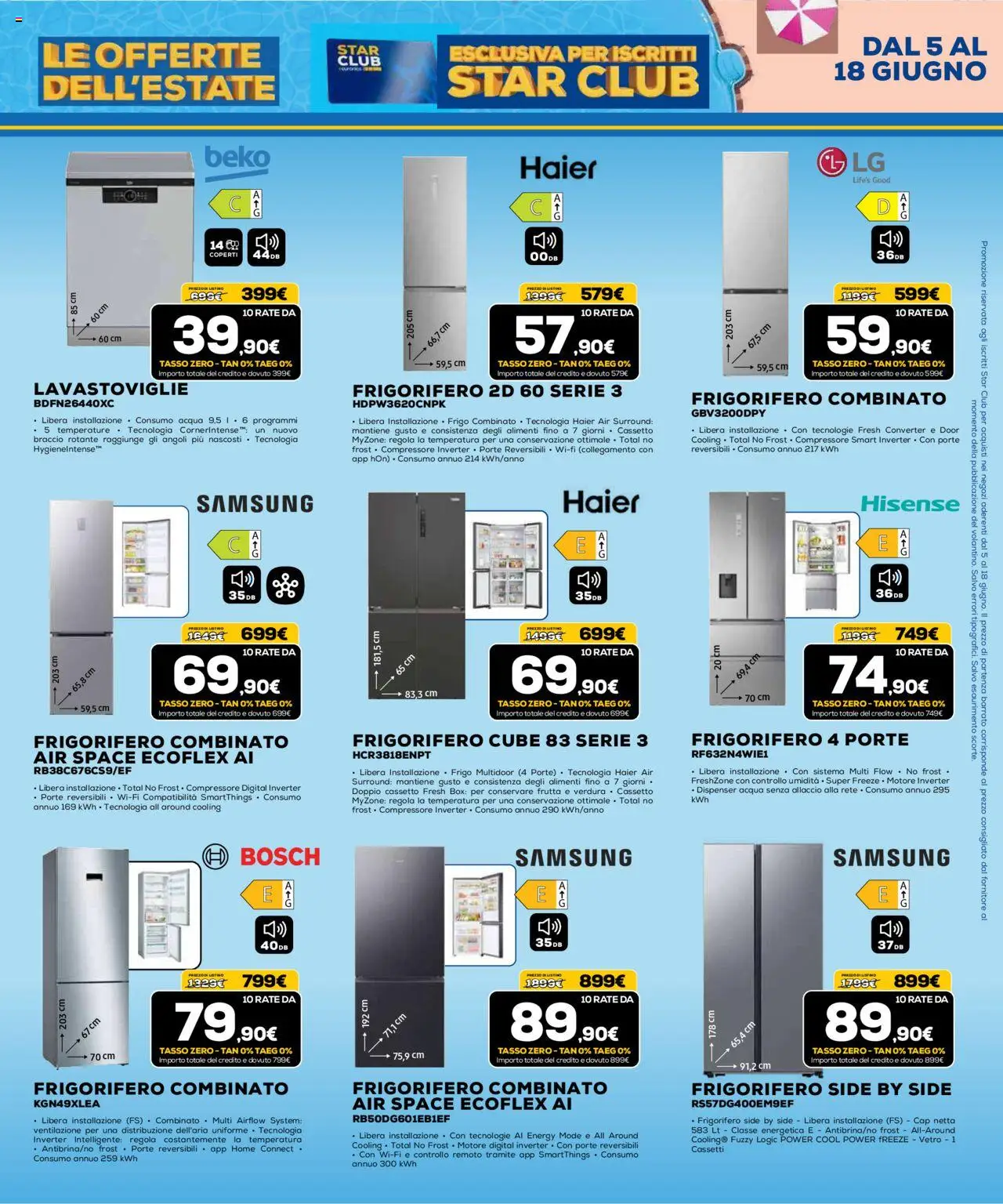 Volantino Euronics del 05.06.2025 | Pagina: 39 | Prodotti: Compressore, Acqua, Lavastoviglie, Samsung