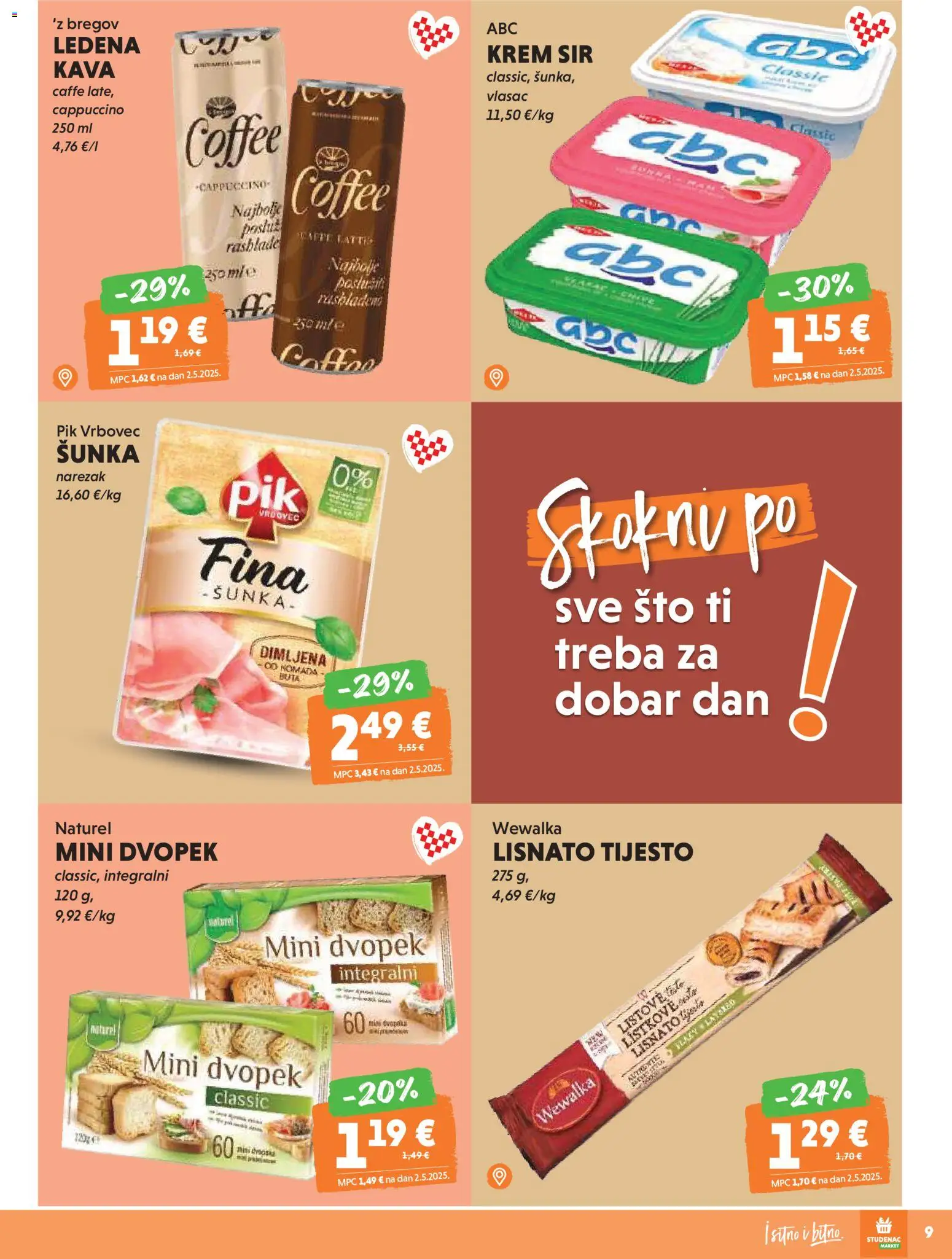 Studenac katalog | vrijedi od 19.11.2025 | Stranica: 9 | Proizvodi: Narezak, Dvopek, Lisnato tijesto, Pik Vrbovec