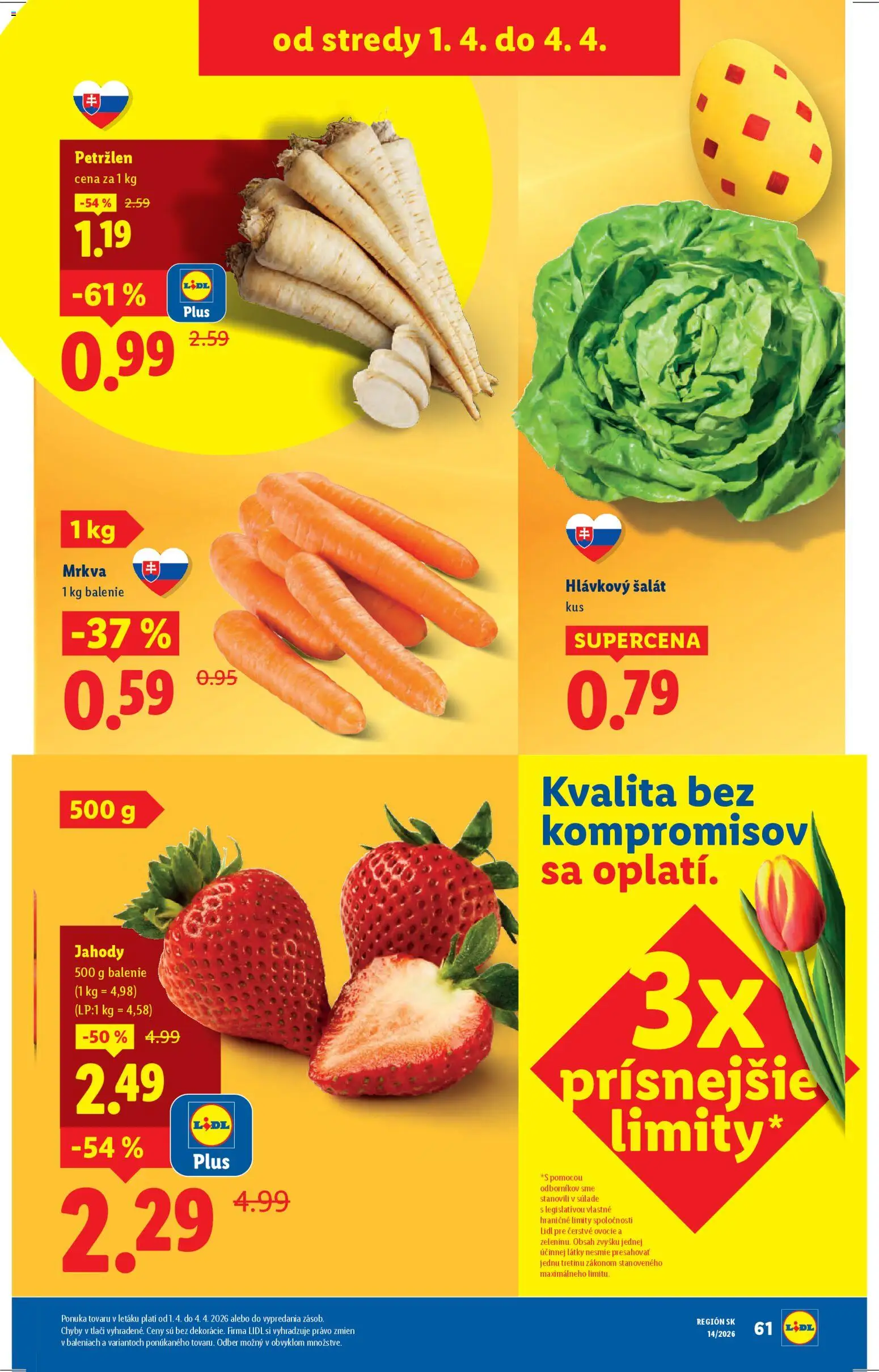 Nové Lidl akcie – leták je platný od 30.03.2026 | Strana: 77 | Produkty: Jahody, Mrkva, Petržlen, Ovocie