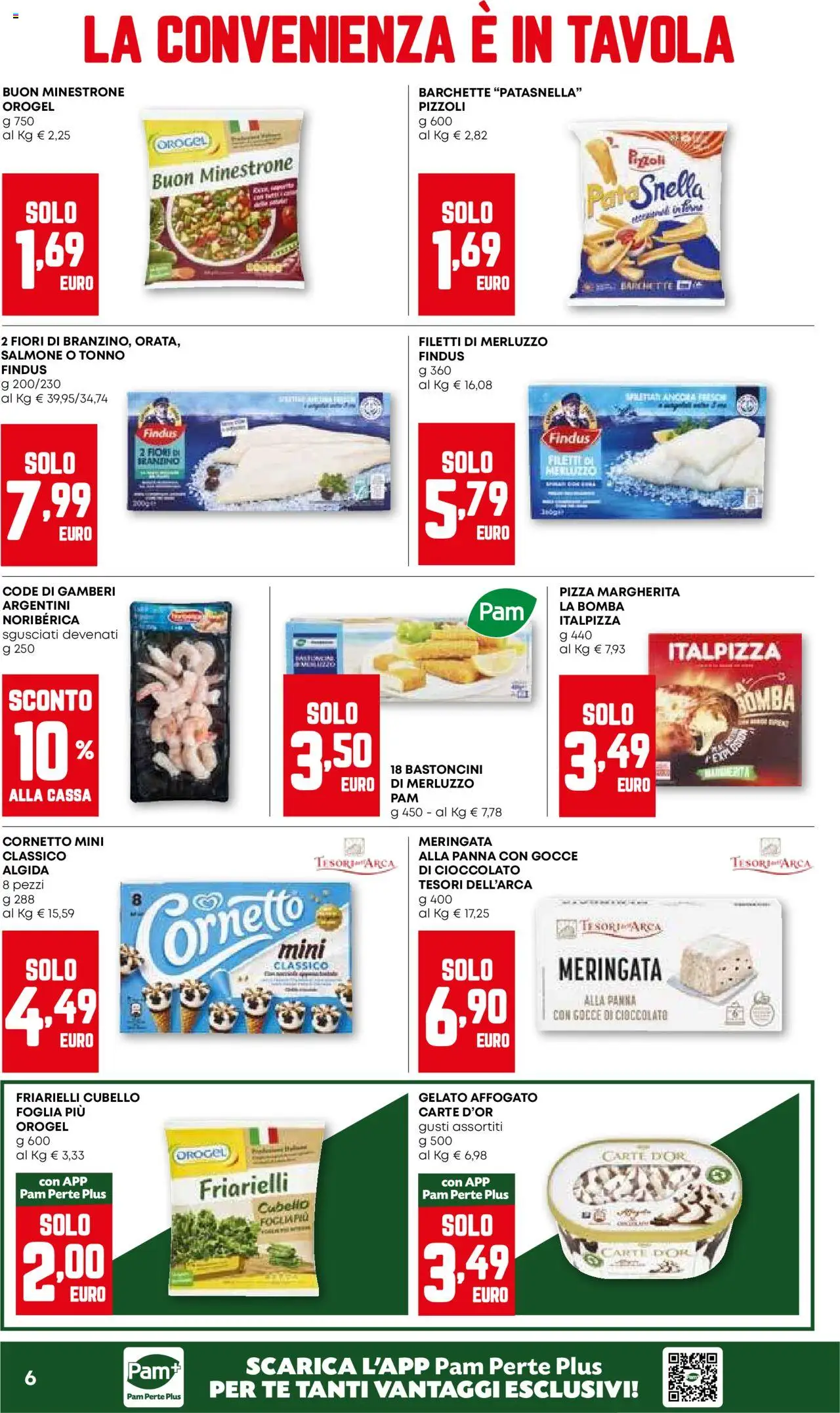 Volantino PAM del 09.10.2025 | Pagina: 6 | Prodotti: Cioccolato, Gamberi, Gelato, Friarielli