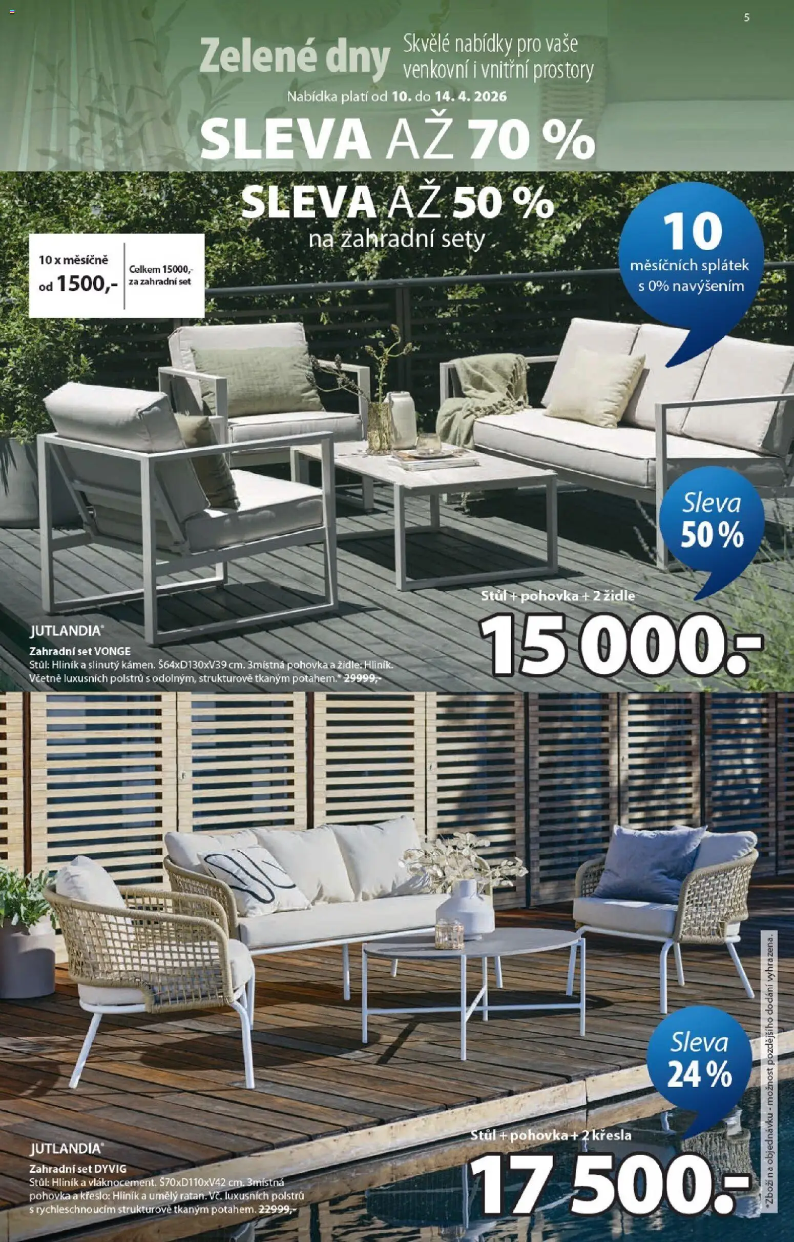 JYSK leták - Zelené dny od 10.04.2026 | Strana: 5 | Produkty: Křesla, Pohovka, Křeslo, Stůl