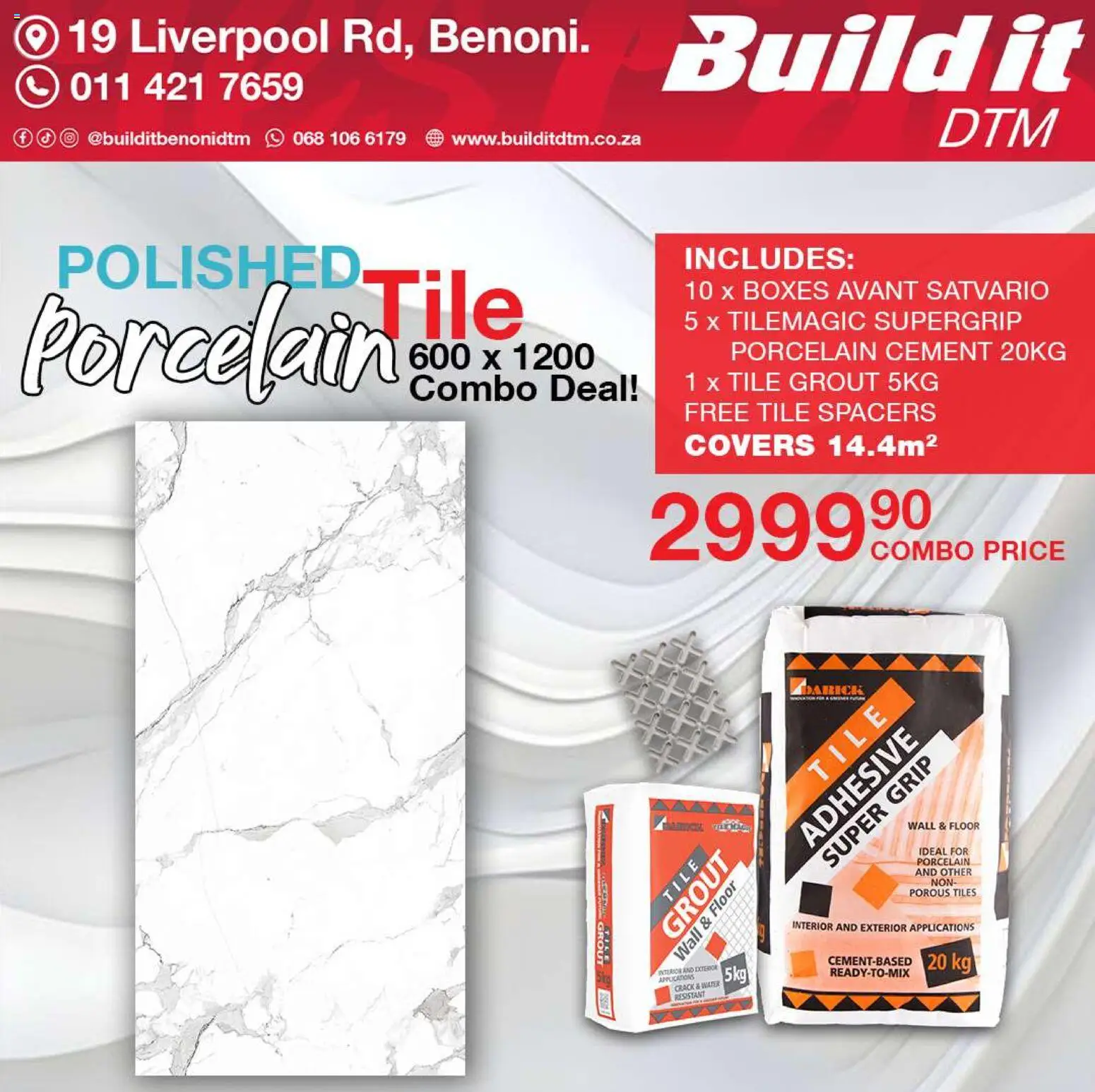 New Build It catalogue – valid from 19.03.2026 | Page: 15 | Products: Tile grout, Adhesive, Cement