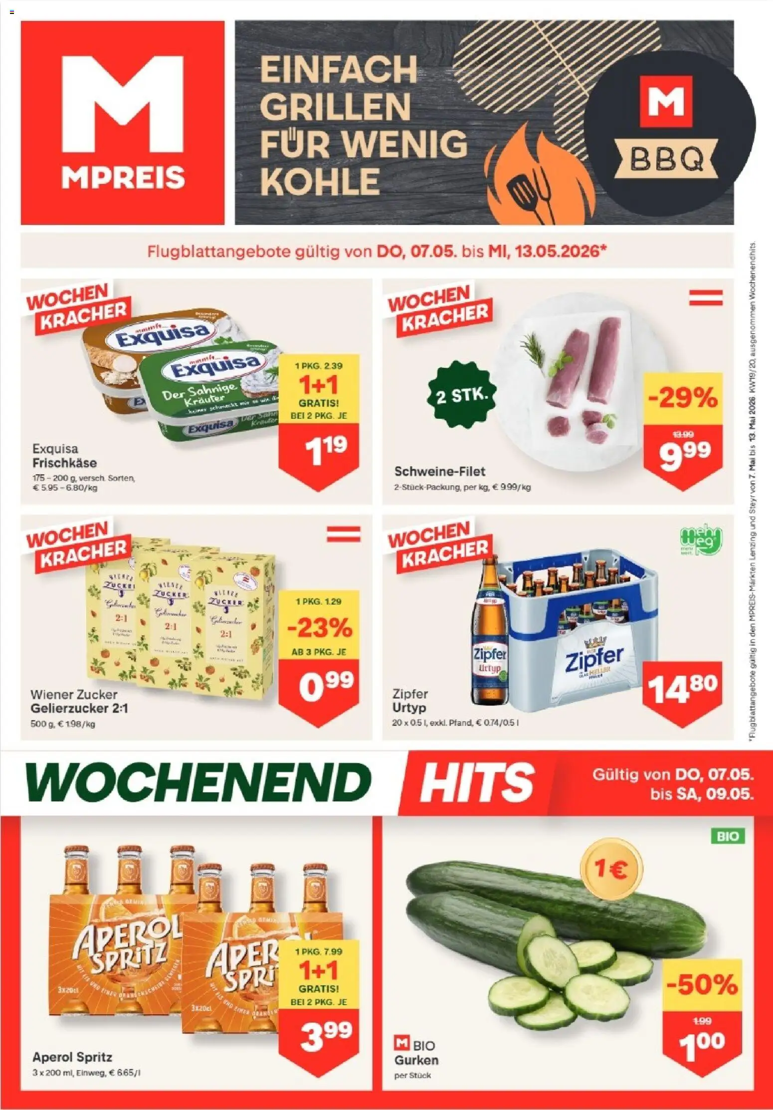 MPREIS Hohenems gültig ab 07.05.2026 | Seite: 1 | Produkte: Gurken, Eis, Zucker