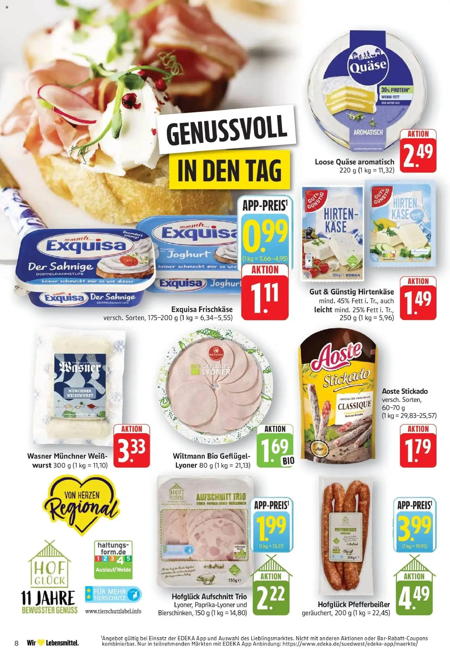 Angebote – gültig ab 16.03.2026 | Seite: 8 | Produkte: Käse, Joghurt, Exquisa frischkase, Wurst