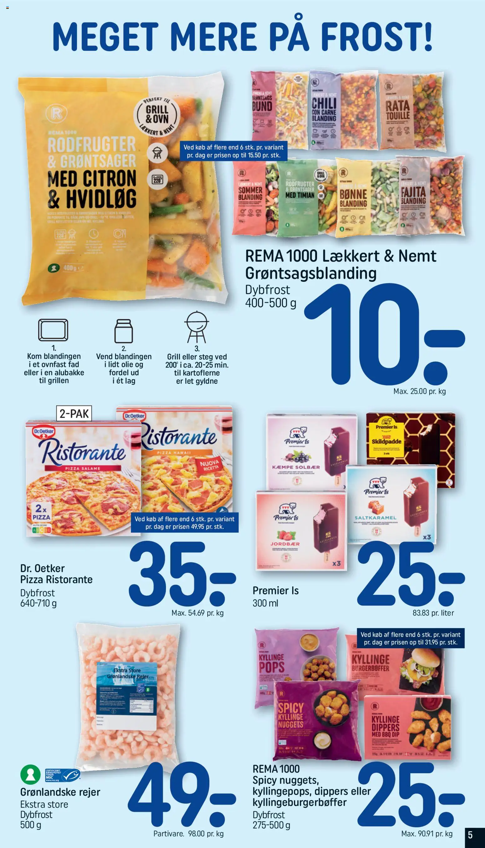 Rema 1000 tilbudsavis – gyldig fra 26.04.2026 | Side: 5 | Produkter: Jordbær, Solbær, Rejer, Grill