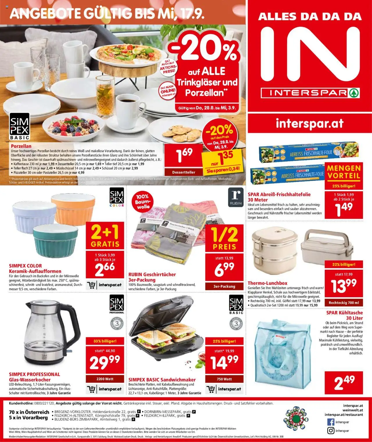 Interspar Flugblatt - Vorarlberg gültig ab 28.08.2025 | Seite: 20 | Produkte: Libacomb, Mikrowelle, Sandwichmaker
