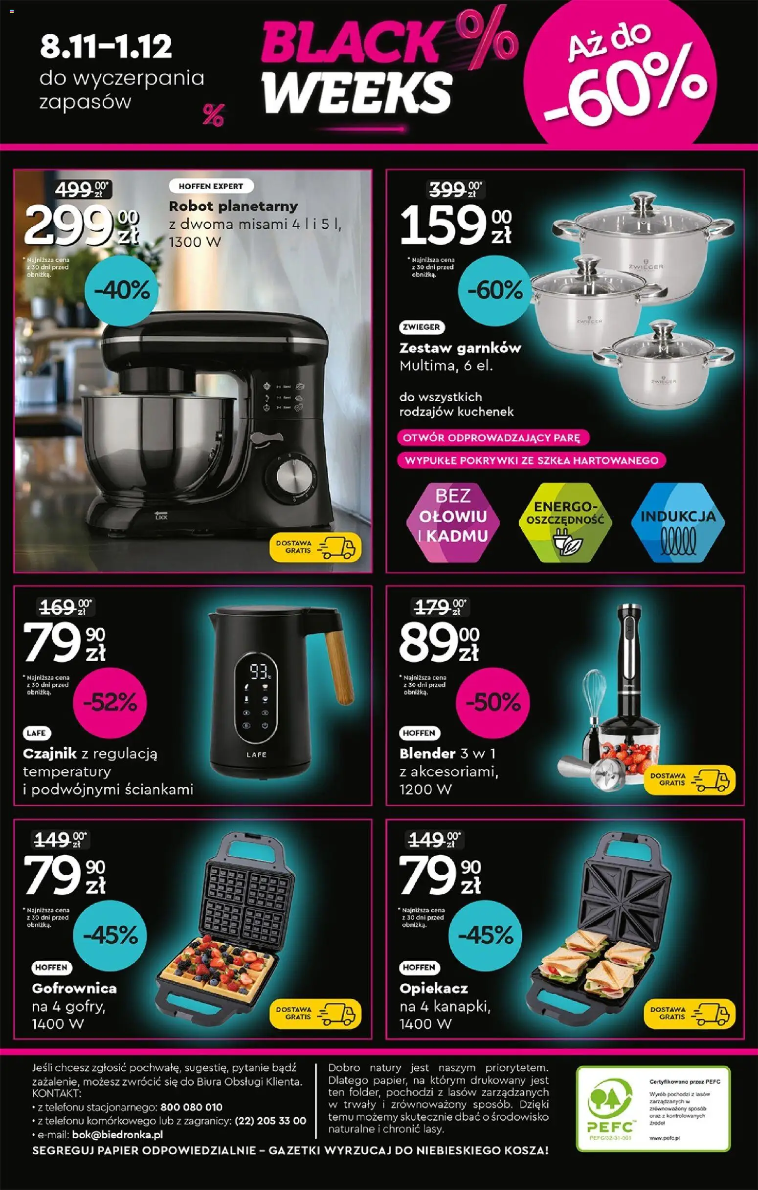 Biedronka Black Friday od 08.11.2025 | Strona: 6 | Produkty: Czajnik, Sandwich, Gofrownica, Blender