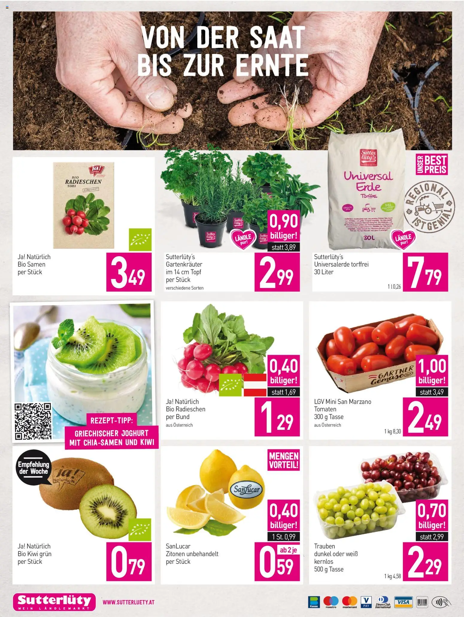 Sutterlüty Flugblatt gültig ab 09.04.2026 | Seite: 20 | Produkte: Kiwi, Joghurt, Tomaten