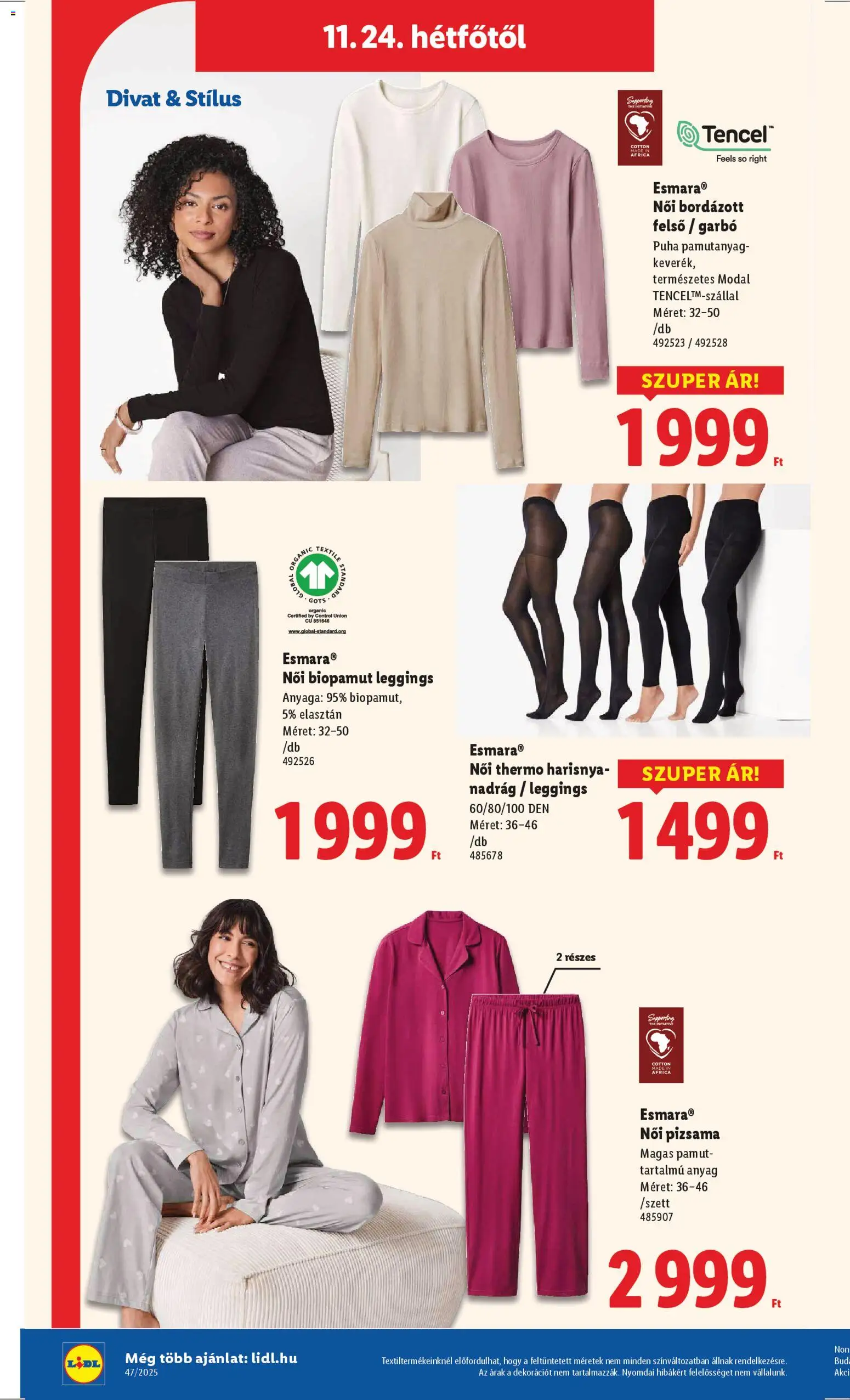 Lidl akciós ujság - amely érvényes a következő dátumtól: 20.11.2025 | Oldal: 48 | Termékek: Garbó, Nadrág, Só, Leggings