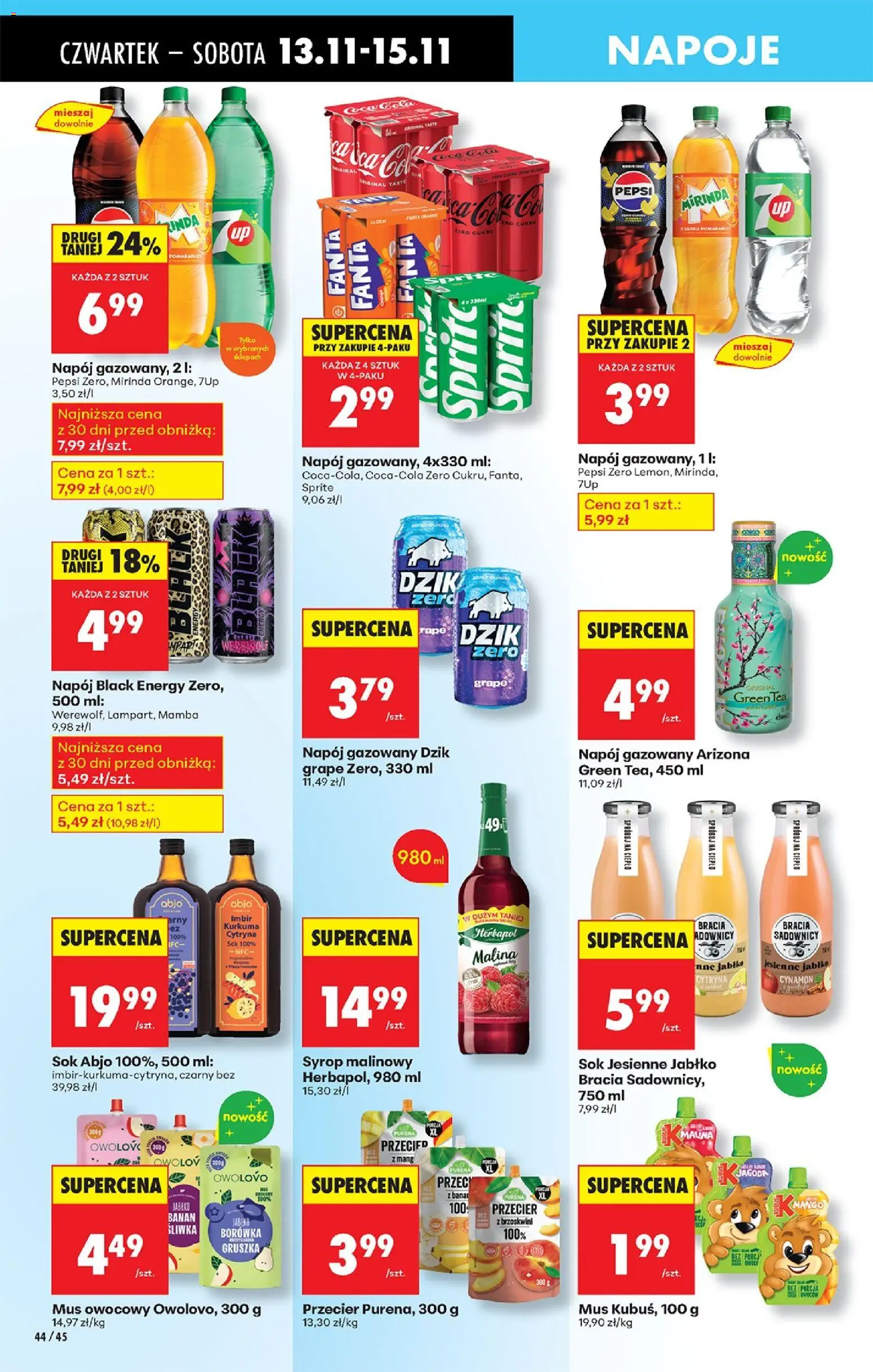 Biedronka gazetka - Oferta w tym tygodniu od 13.11.2025 | Strona: 68 | Produkty: Gruszka, Kurkuma, Sprite, Banan