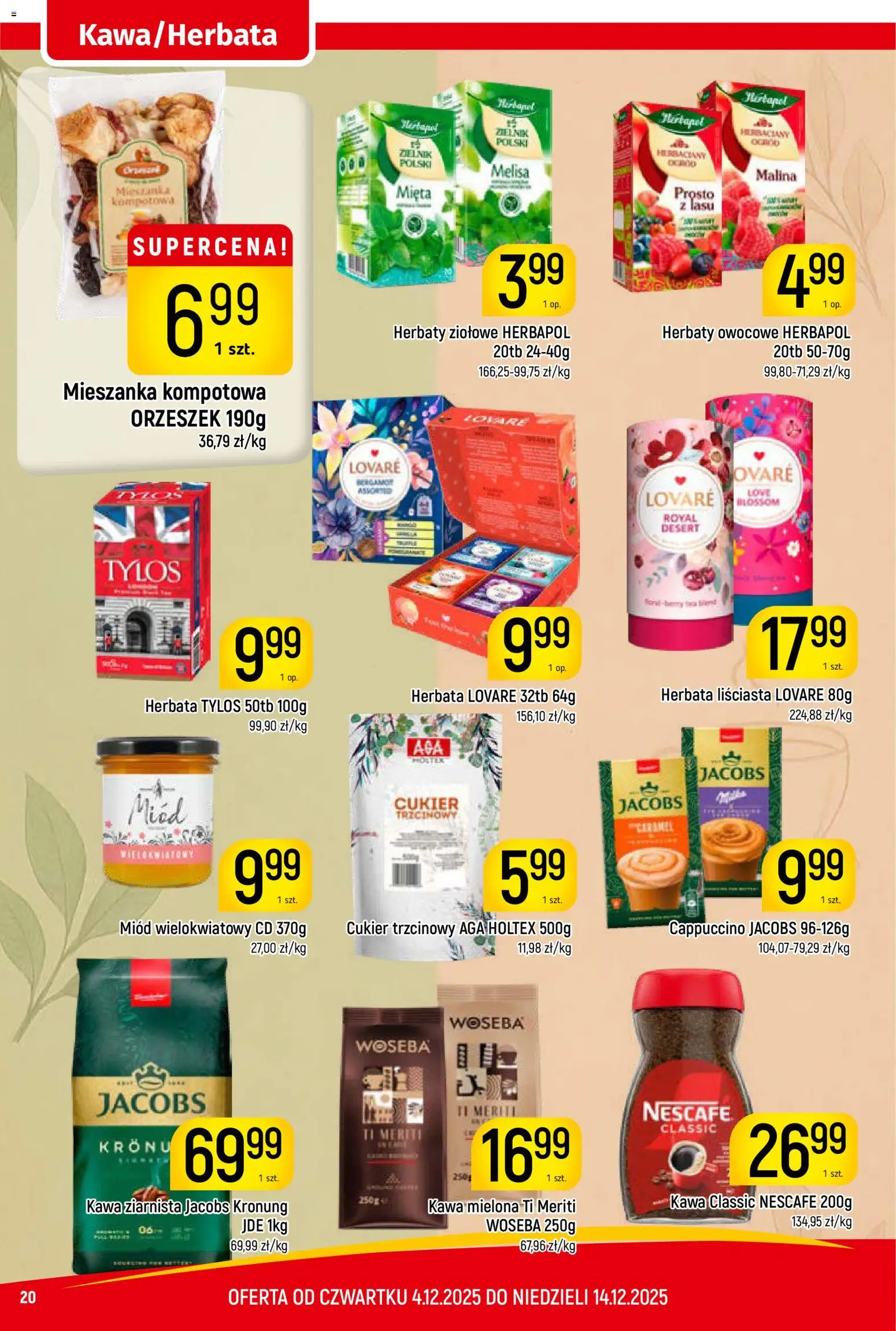 Piotruś Pan Gazetka od 04.12.2025 | Strona: 20 | Produkty: Malina, Miód, Cappuccino, Cukier trzcinowy