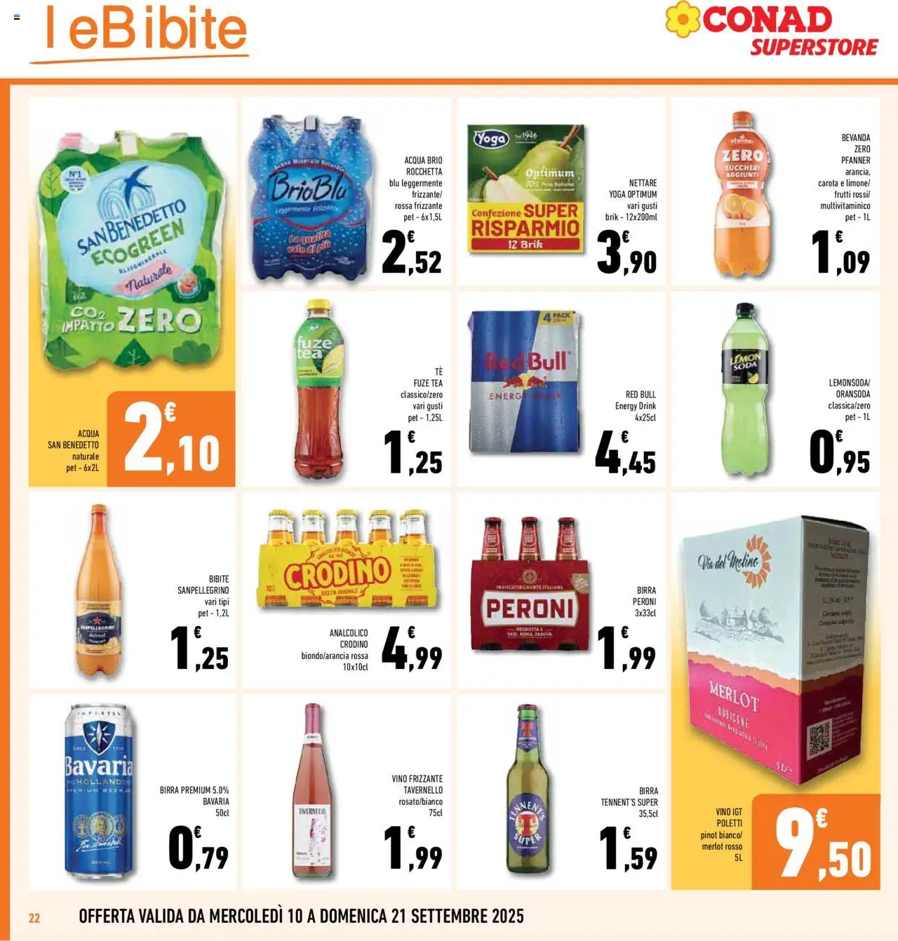 Volantino Conad del 10.09.2025 | Pagina: 22 | Prodotti: Acqua, Acqua naturale, Bibite, Red Bull