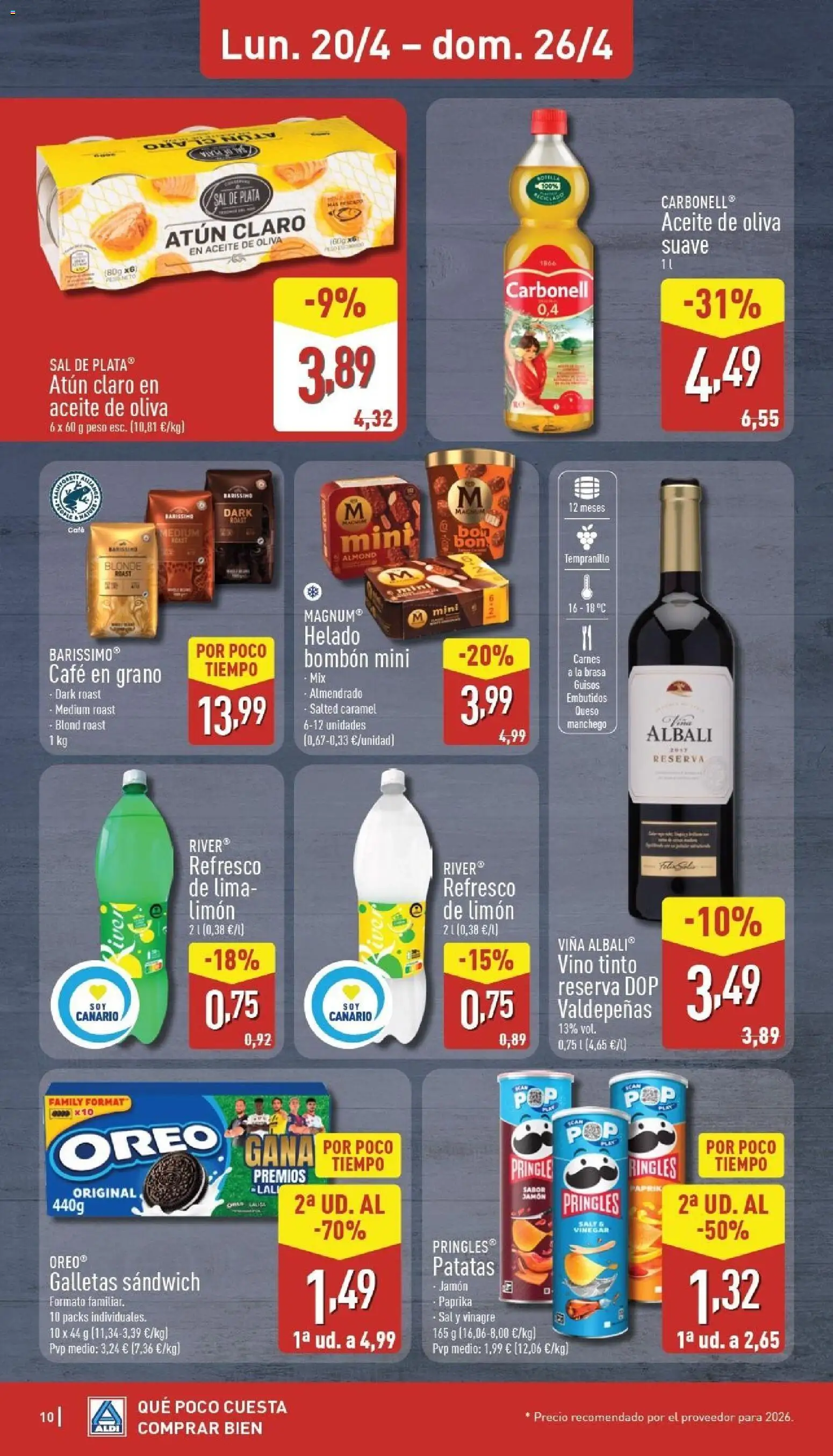 Aldi folleto Canarias │ válido desde el 20.04.2026 | Página: 10 | Productos: Pescado, Helado, Δεξαμενή, Patatas Pringles