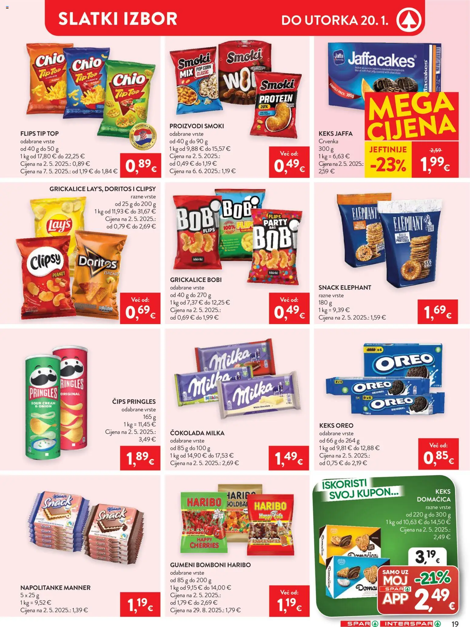 Spar katalog | vrijedi od 14.01.2026 | Stranica: 24 | Proizvodi: Flips, Kikiriki, Napolitanke, Milka