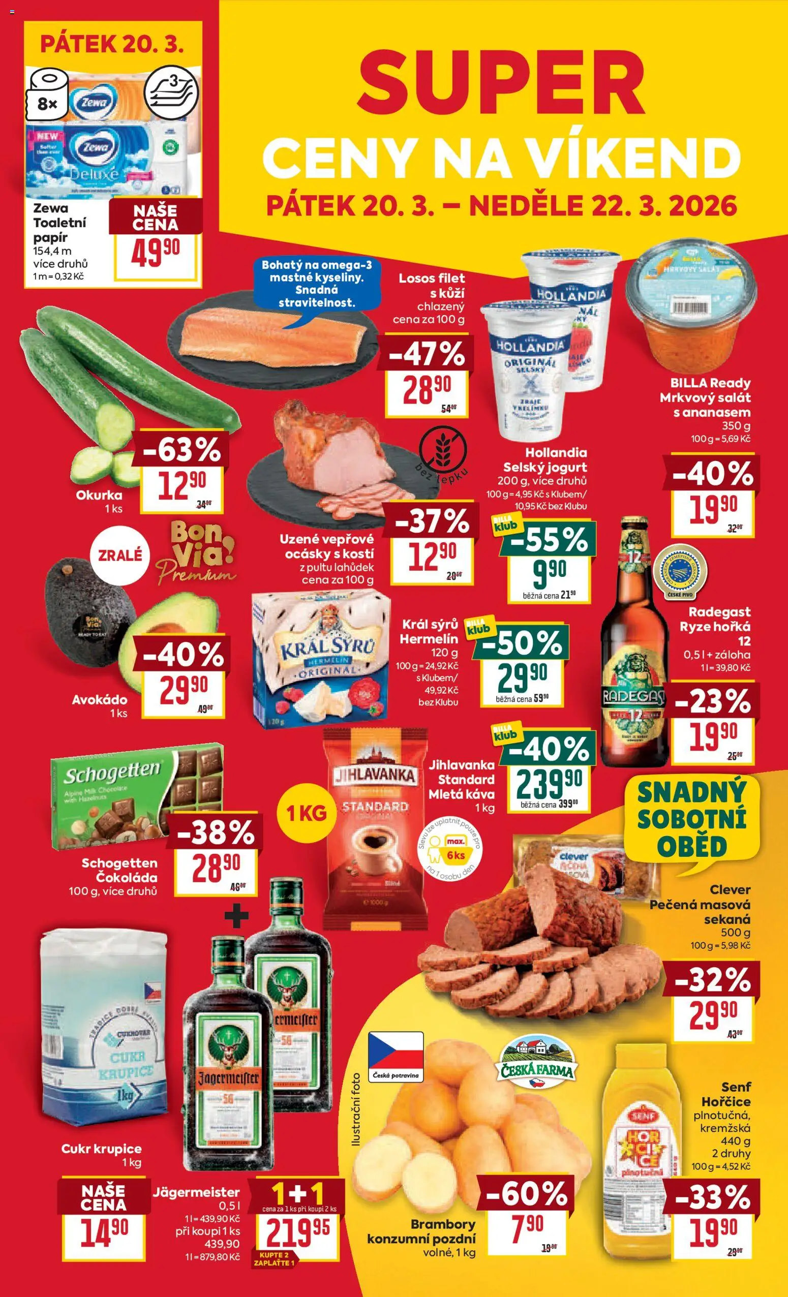 Billa Velký leták od 18.03.2026 | Strana: 33 | Produkty: Zewa deluxe, Losos Filet, Avokádo, Okurka