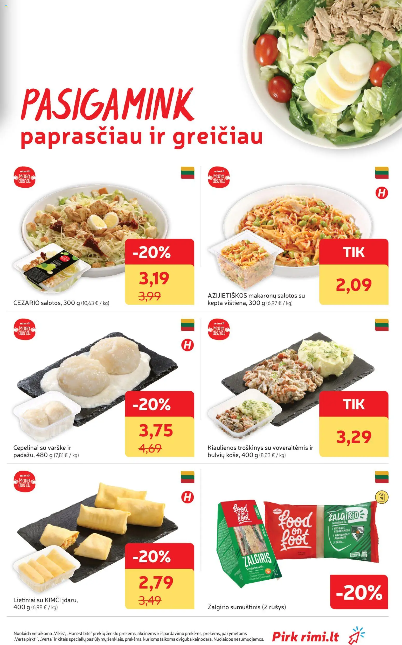 Rimi akcijos nuo 27.01.2026 | Puslapis: 9 | Prekių: Salotos, Kiaulienos, Sumuštinis, Varškė