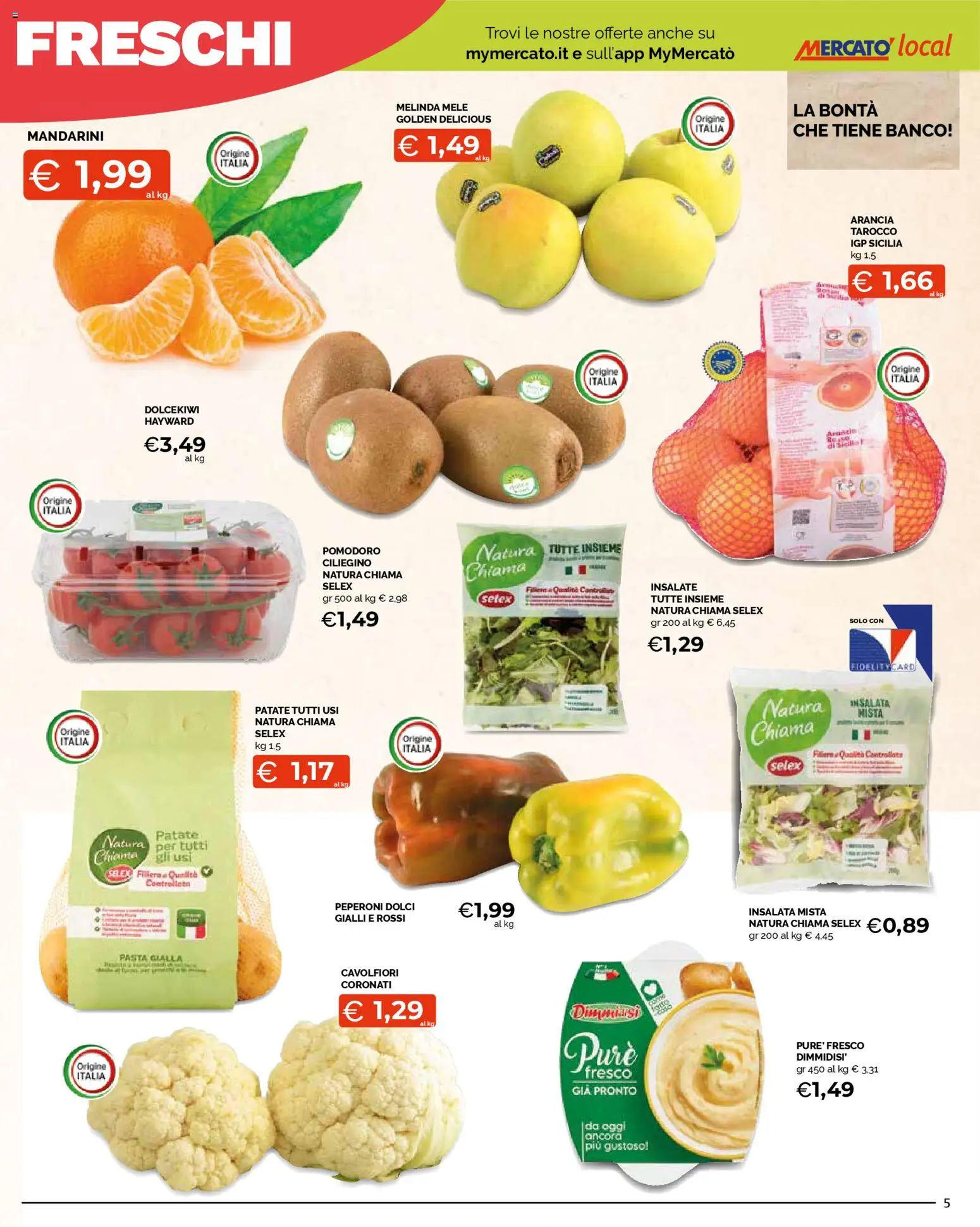 Volantino Mercatò del 02.01.2026 | Pagina: 5 | Prodotti: Mele, Peperoni, Insalata, Pasta