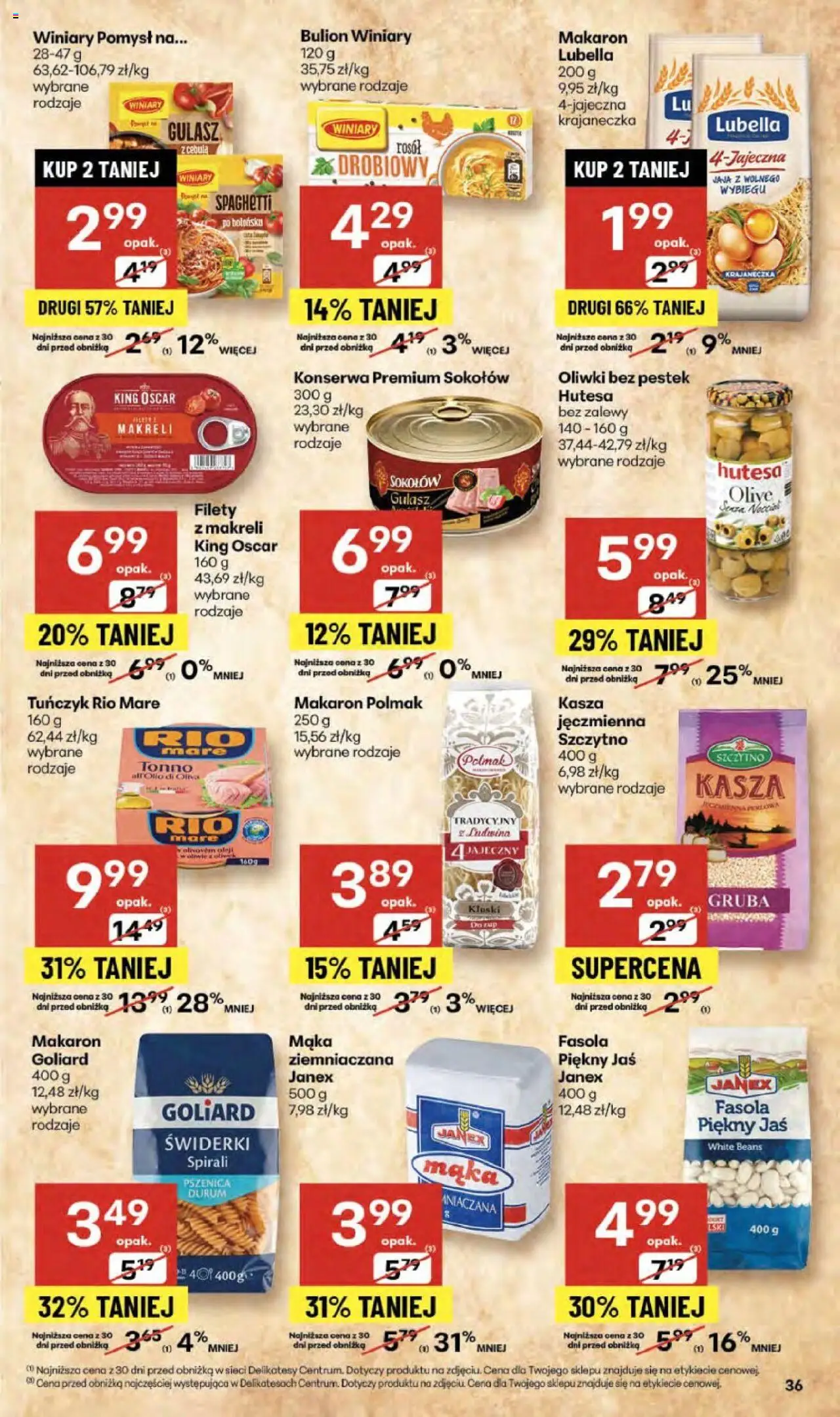 Delikatesy Centrum Gazetka od 09.10.2025 | Strona: 36 | Produkty: Kasza, Tuńczyk rio mare, Makaron, Jaja