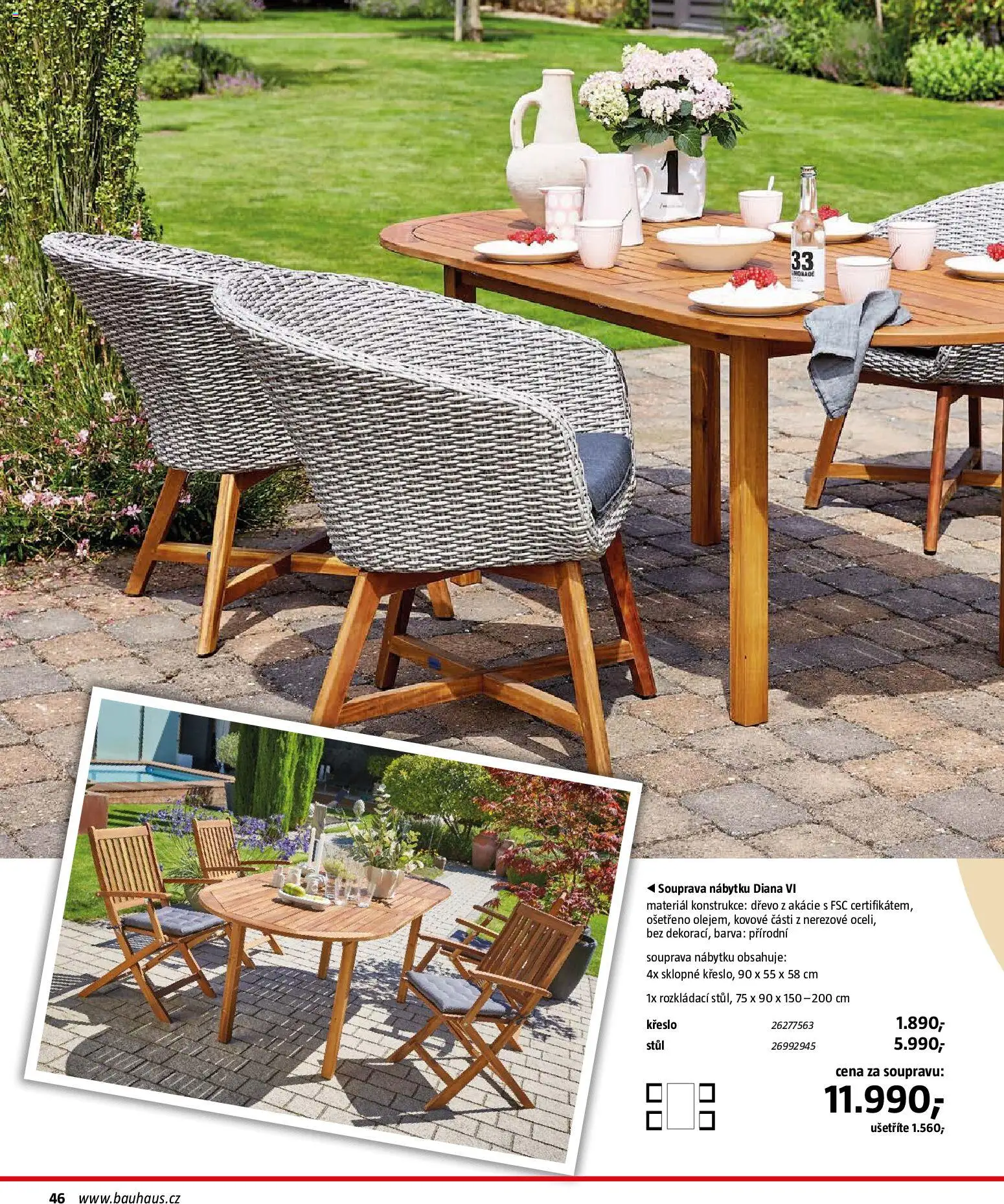 Bauhaus katalog Záhradní nábytek od 08.04.2026 | Strana: 46 | Produkty: Křeslo, Stůl