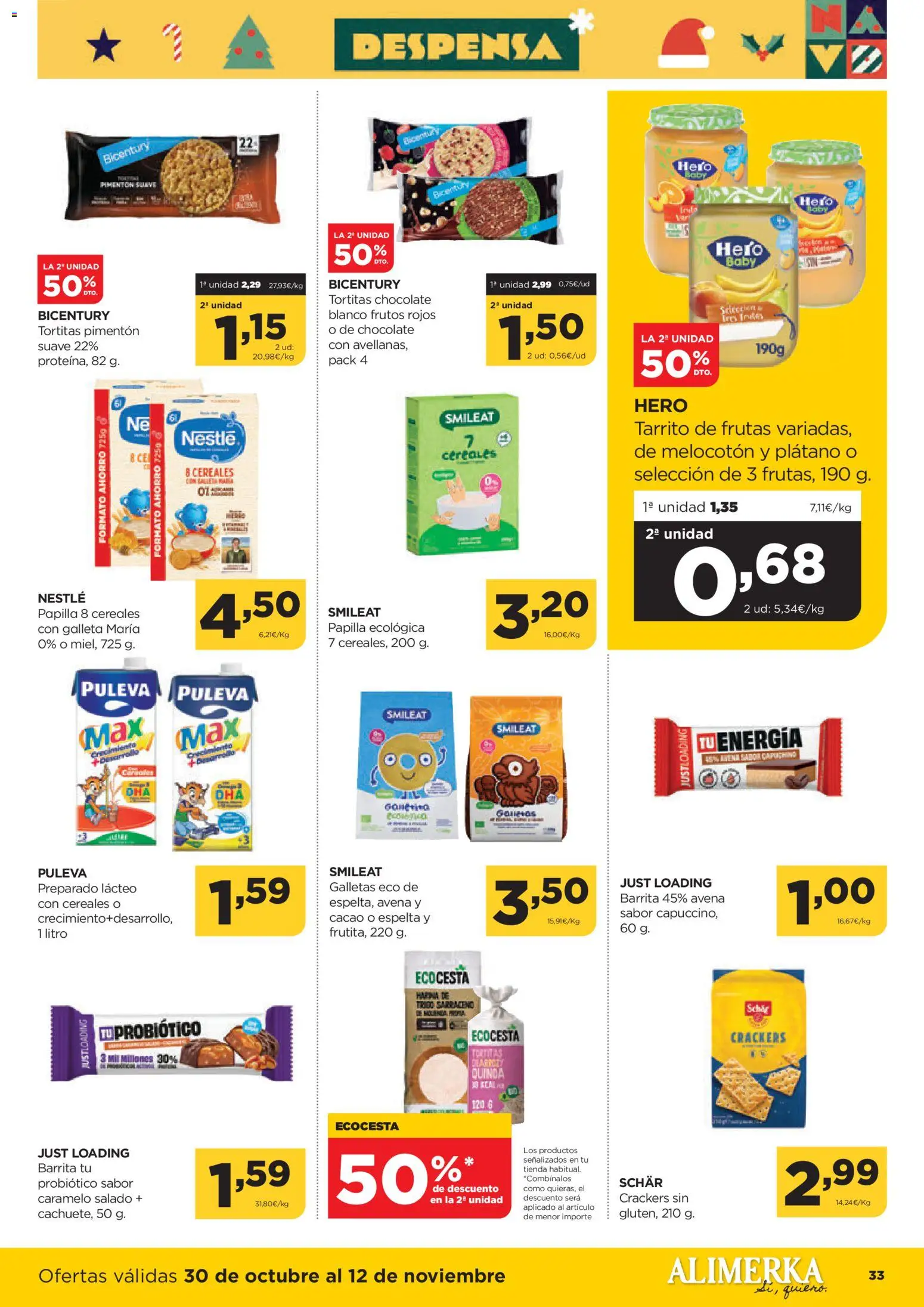 Alimerka folleto Castilla y León │ válido desde el 30.10.2025 | Página: 33 | Productos: Chocolate, Cereales, Galletas, Φρυγανιές σικάλεως