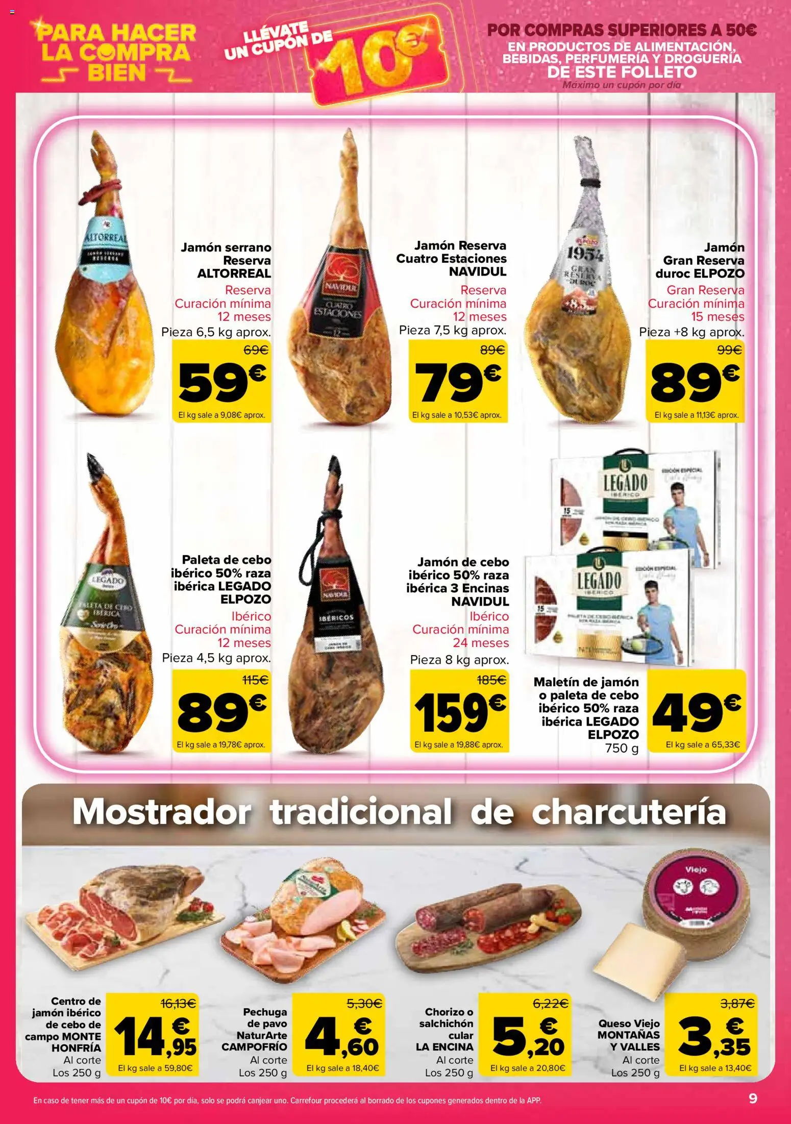 Carrefour folleto │ válido desde el 12.03.2026 | Página: 9 | Productos: Jamón serrano, Queso, Jamón ibérico, Jamón