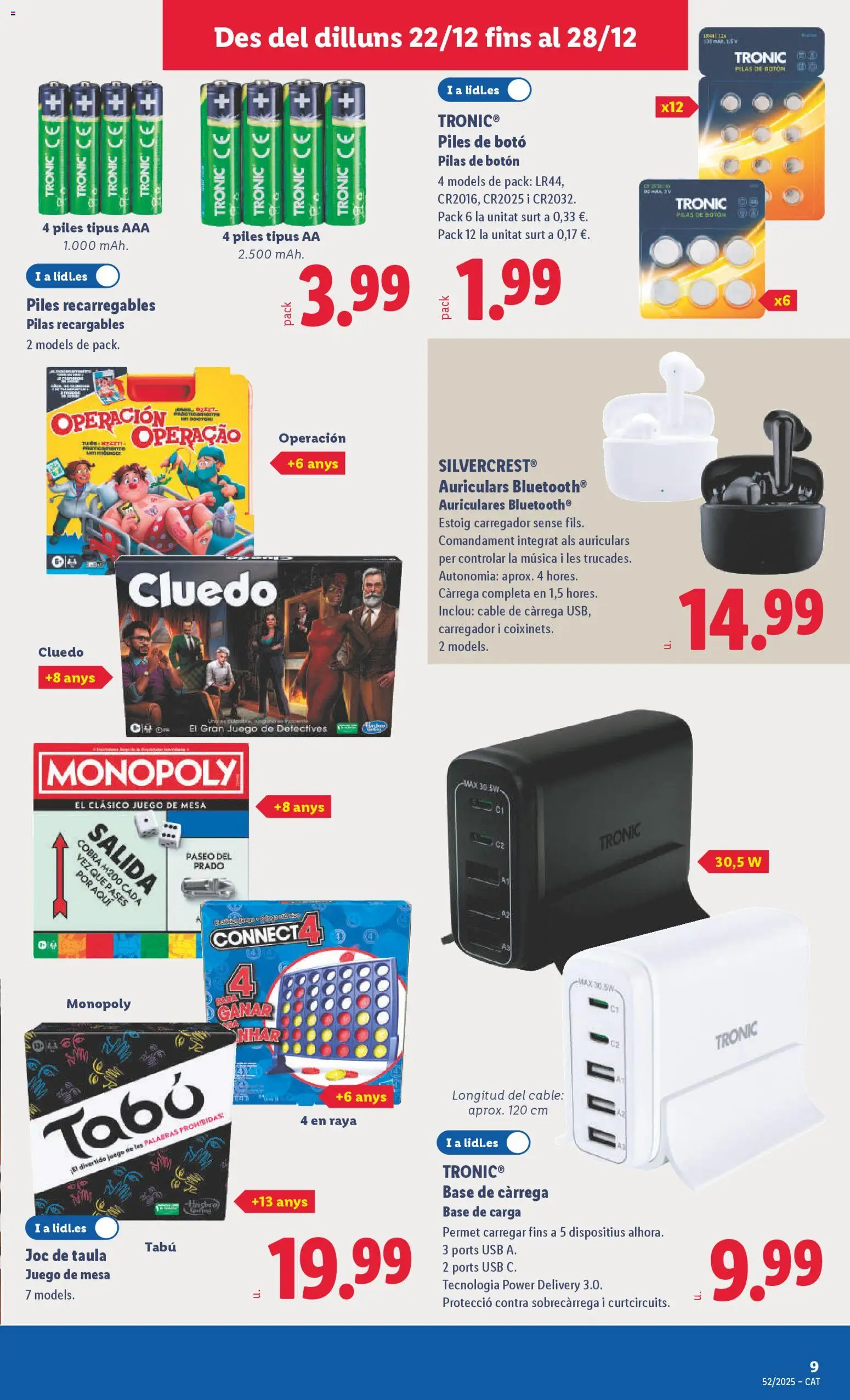 Lidl folleto de bazar │ válido desde el 22.12.2025 | Página: 17 | Productos: Auriculares, Cable, USB, Mesa