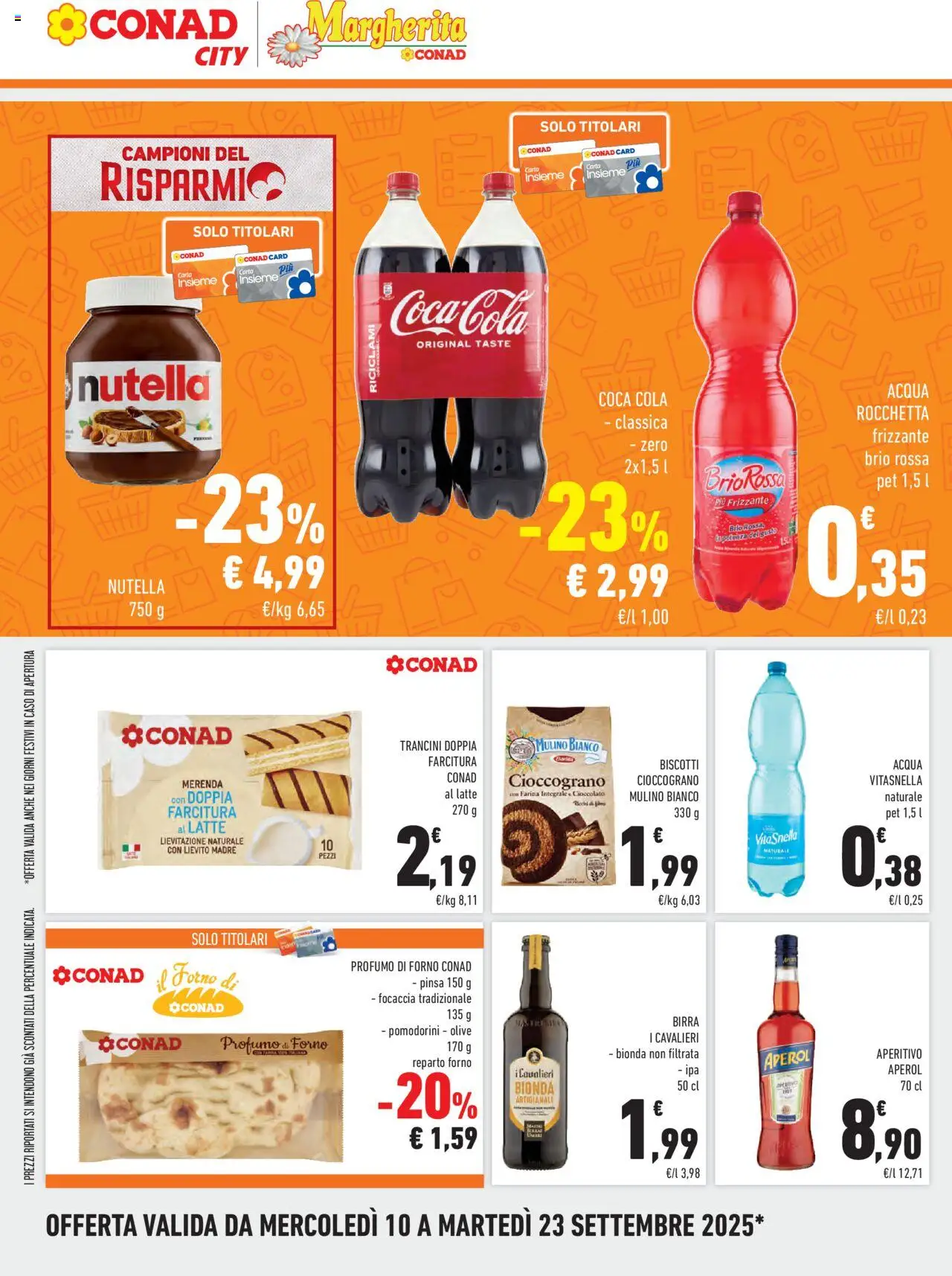 Volantino Conad del 10.09.2025 | Pagina: 6 | Prodotti: Cioccolato, Biscotti, Acqua, Profumo