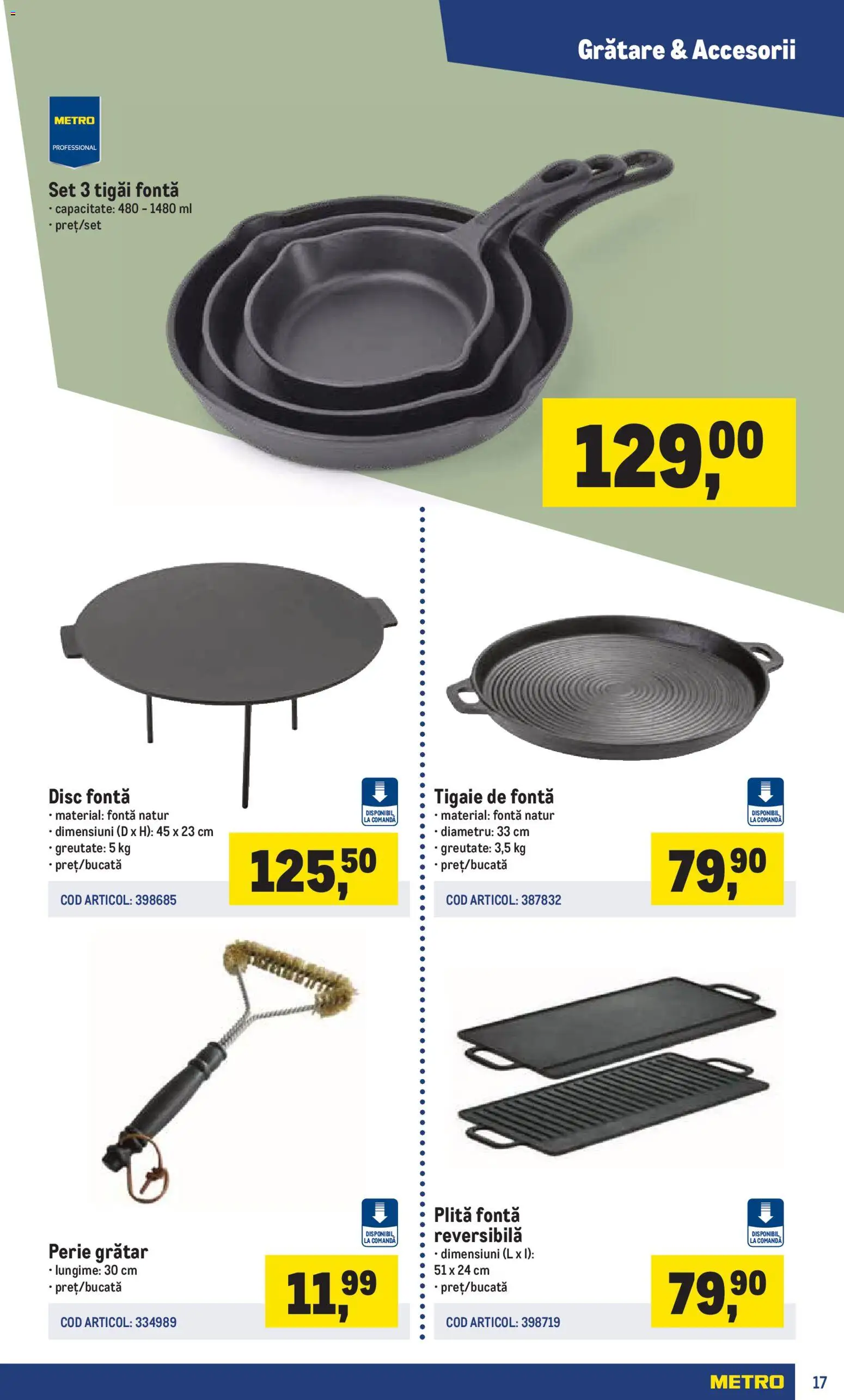 Noul catalog Metro – valabil de la 16.03.2026 | Pagină: 17 | Produse: Disc, Tigaie, Grătar, Perie