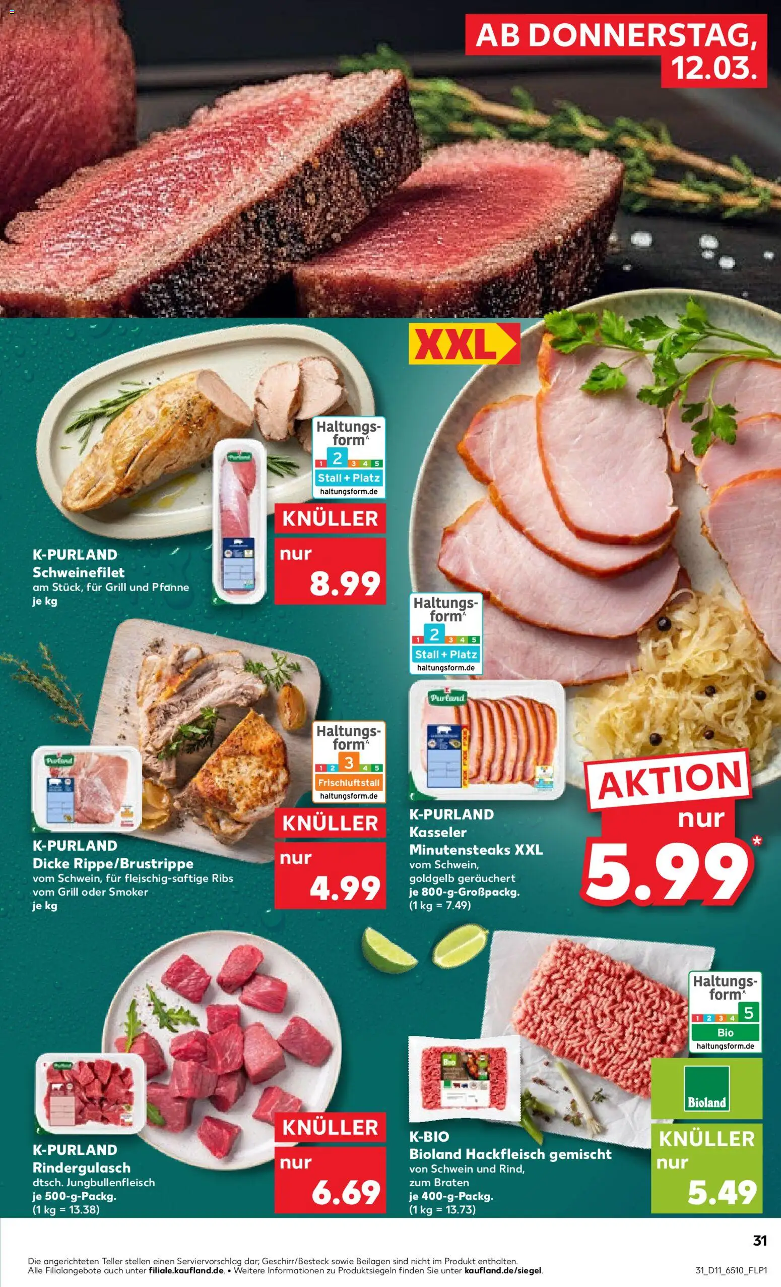 Kaufland Prospekt Köln	 – gültig ab 12.03.2026 | Seite: 31 | Produkte: Grill, Rindergulasch, Schweinefilet, Hackfleisch
