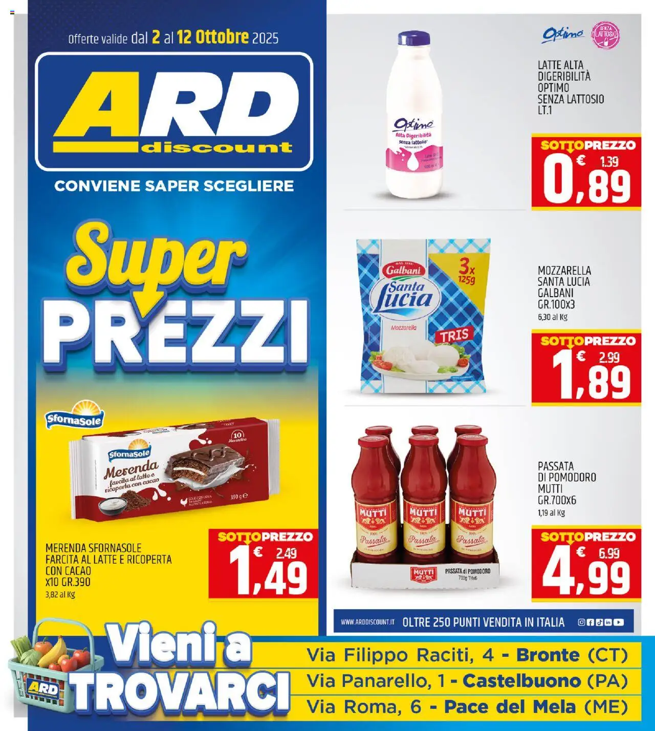Volantino ARD Discount del 02.10.2025 | Pagina: 1 | Prodotti: Pomodoro, Passata di pomodoro, Mutti, Terra