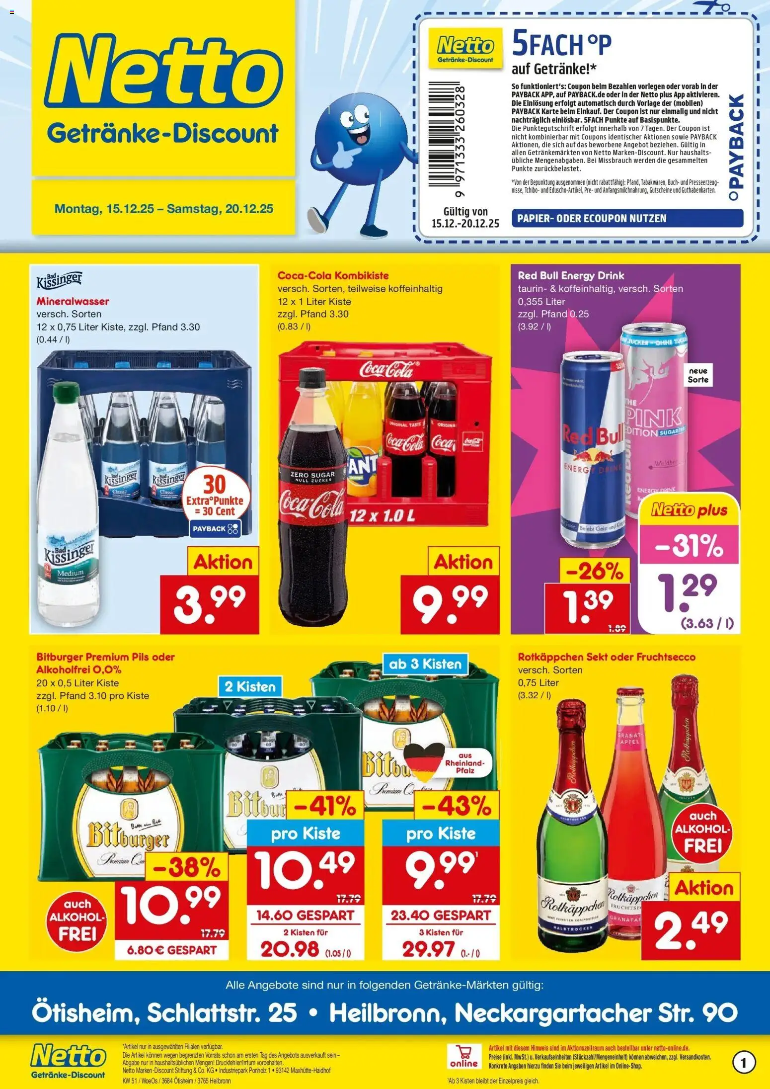 Netto Marken-Discount prospekt Ötisheim	 – gültig ab 15.12.2025 | Seite: 1 | Produkte: Red bull, Coca cola, Energy, Äpfel