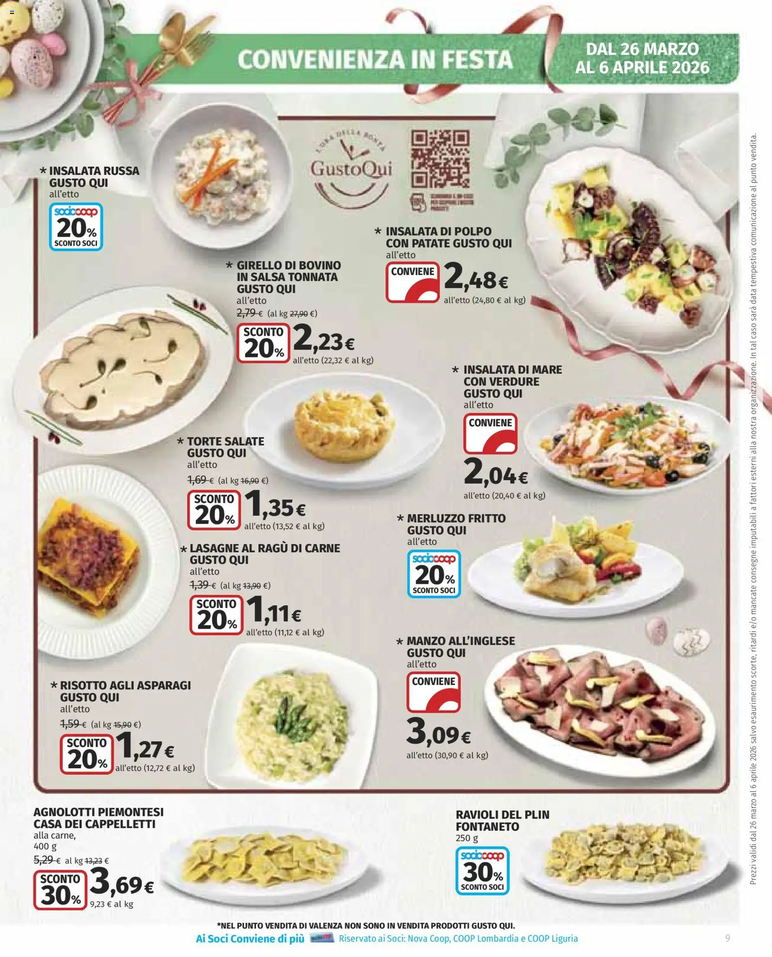 Volantino COOP del 26.03.2026 | Pagina: 9 | Prodotti: Insalata, Patate, Girello, Insalata russa