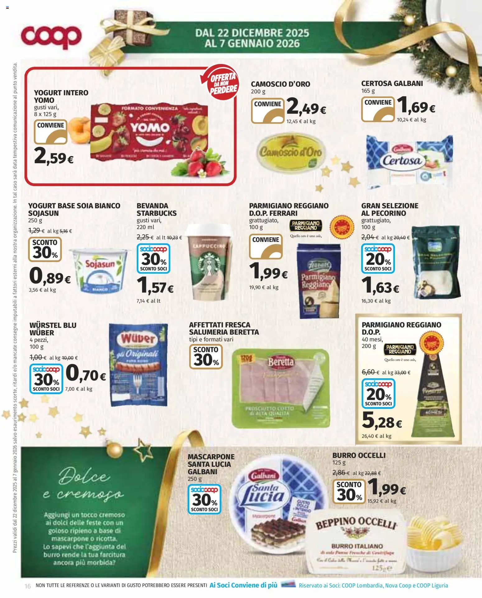 Volantino COOP del 22.12.2025 | Pagina: 16 | Prodotti: Yogurt, Burro, Data, Mascarpone