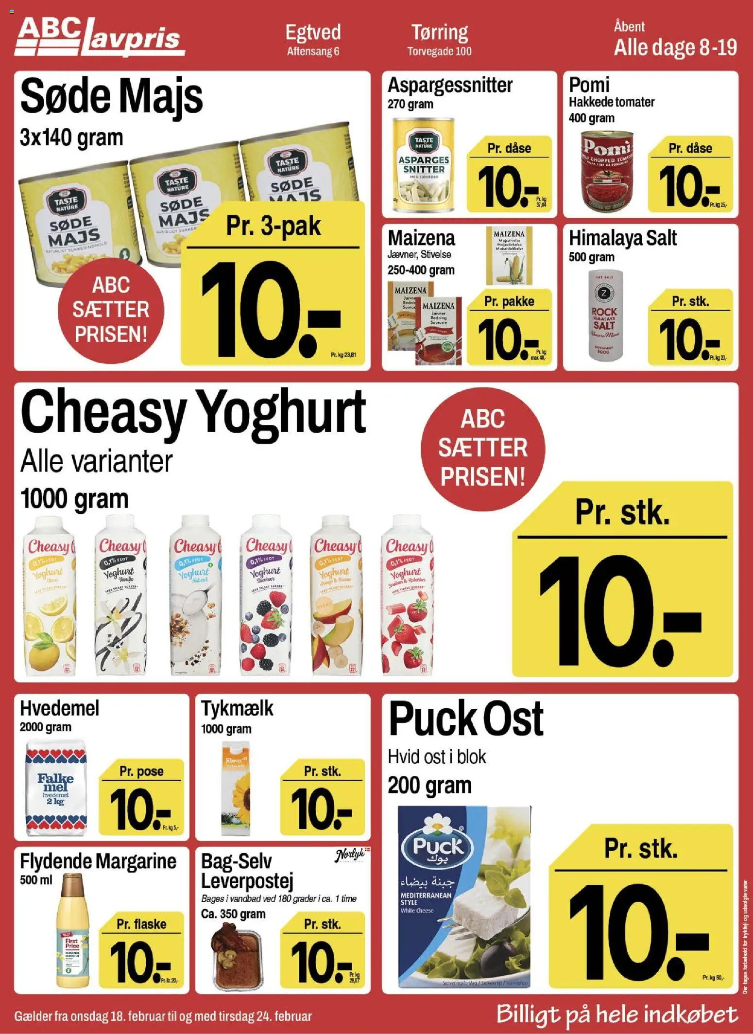 Abc Lavpris tilbudsavis – gyldig fra 18.02.2026 | Side: 2 | Produkter: Ost, Yoghurt, Hvedemel, Asparges