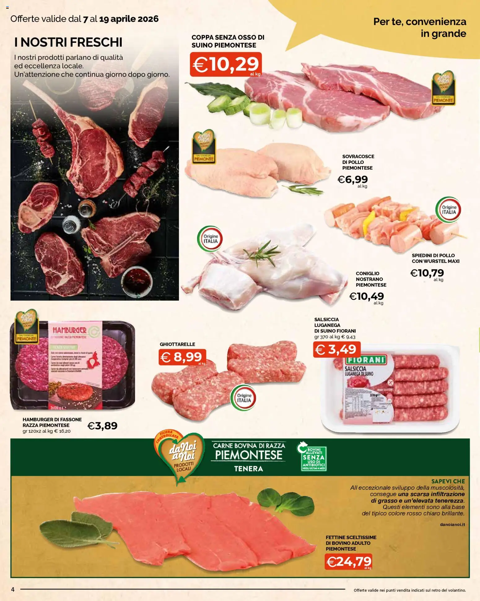 Volantino Mercatò del 07.04.2026 | Pagina: 4 | Prodotti: Pollo, Suino, Salsiccia, Wurstel