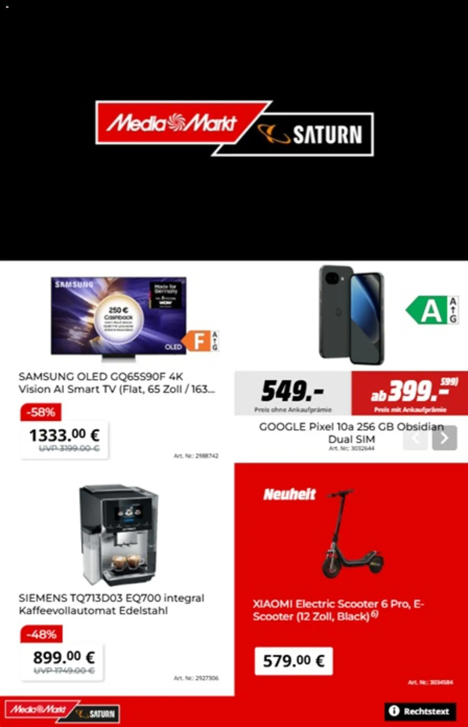 Media Markt Prospekt 	 – gültig ab 21.04.2026 | Seite: 1 | Produkte: Siemens, Scooter, Samsung, Kaffeevollautomat