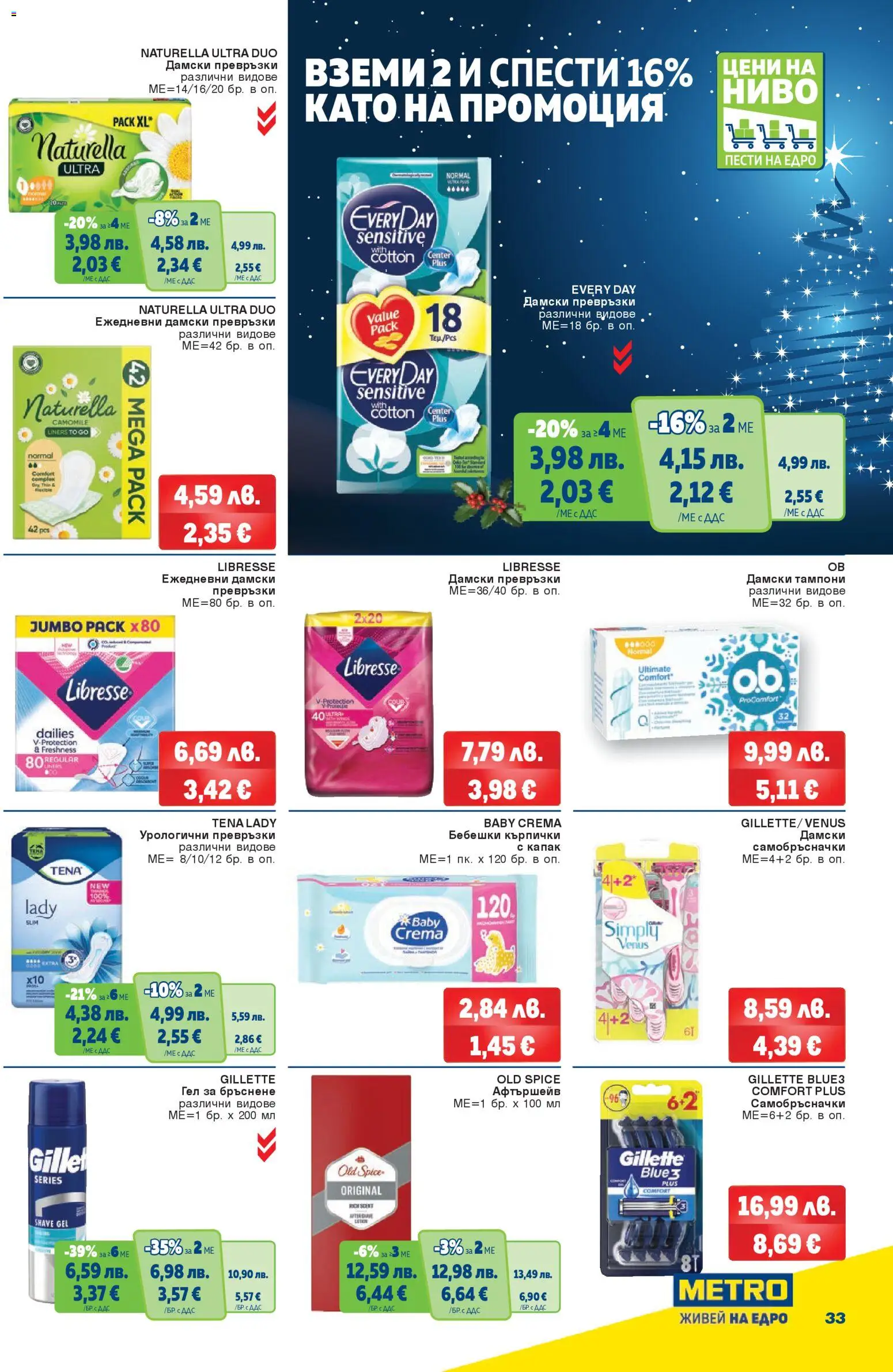 {H1} | Страница: 31 | Продукти: Бебешки кърпички, Гел за бръснене, Дамски превръзки, Превръзки