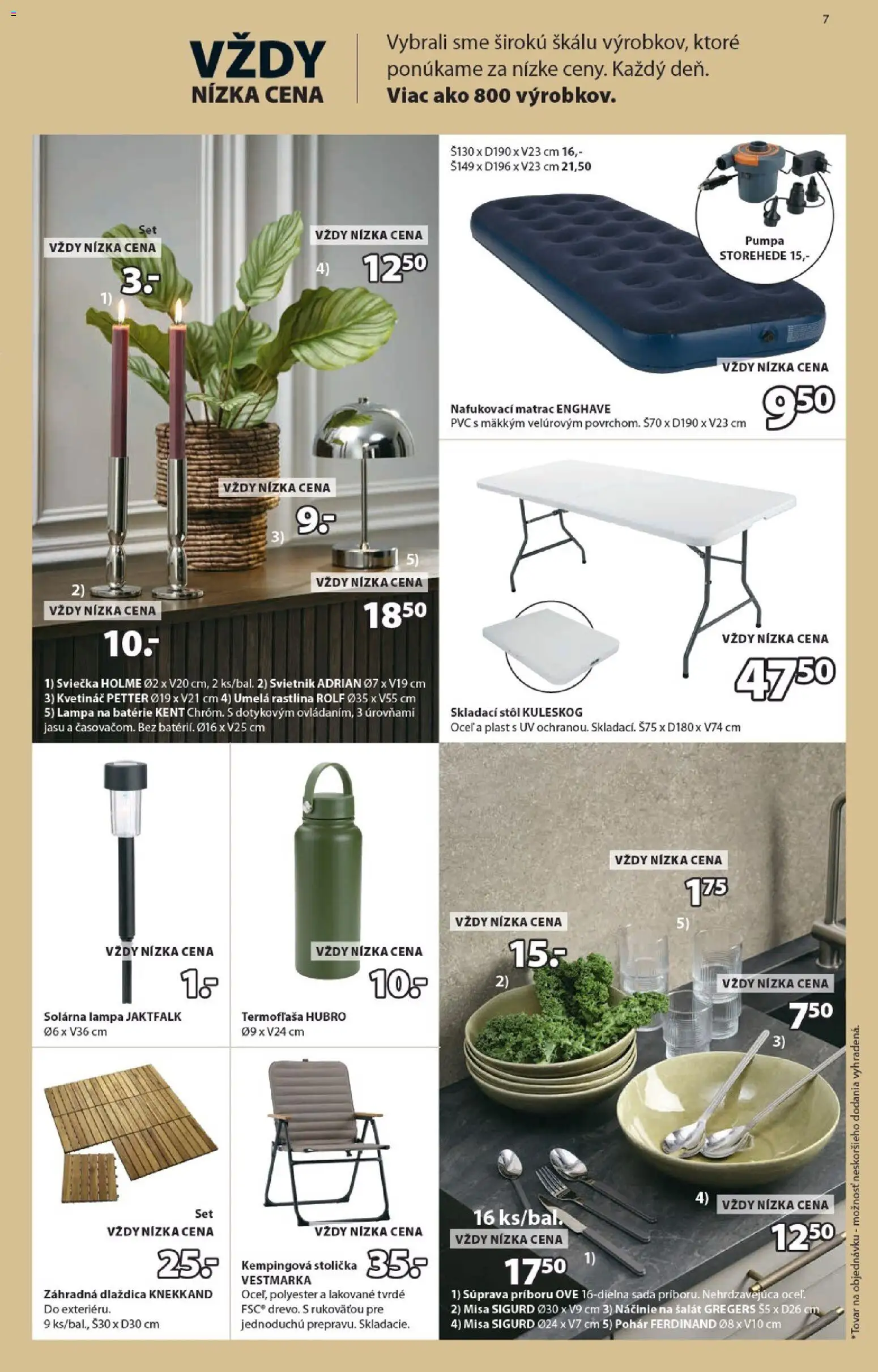 Nové JYSK akcie – leták je platný od 15.04.2026 | Strana: 7 | Produkty: Matrac, Pumpa, Lampa, Stôl