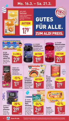 Aldi Prospekt 	 ab 16.03.2026 gültig | Seite: 16 | Produkte: Heidelbeeren, Sanella, Sahne, Zitronen