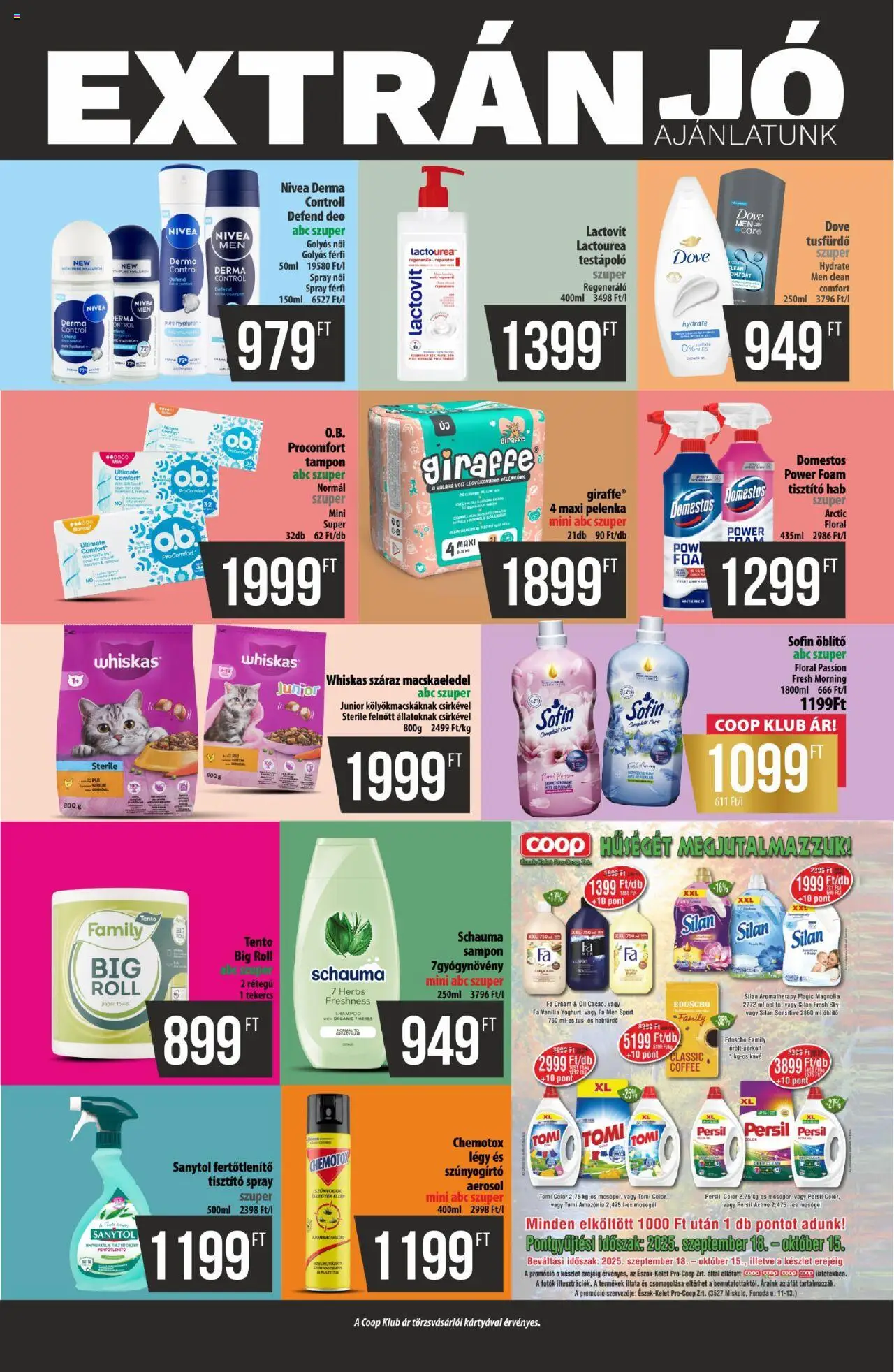 COOP akciós ujság - amely érvényes a következő dátumtól: 18.09.2025 | Oldal: 11 | Termékek: Persil, Whiskas, Öblítő, Kávé