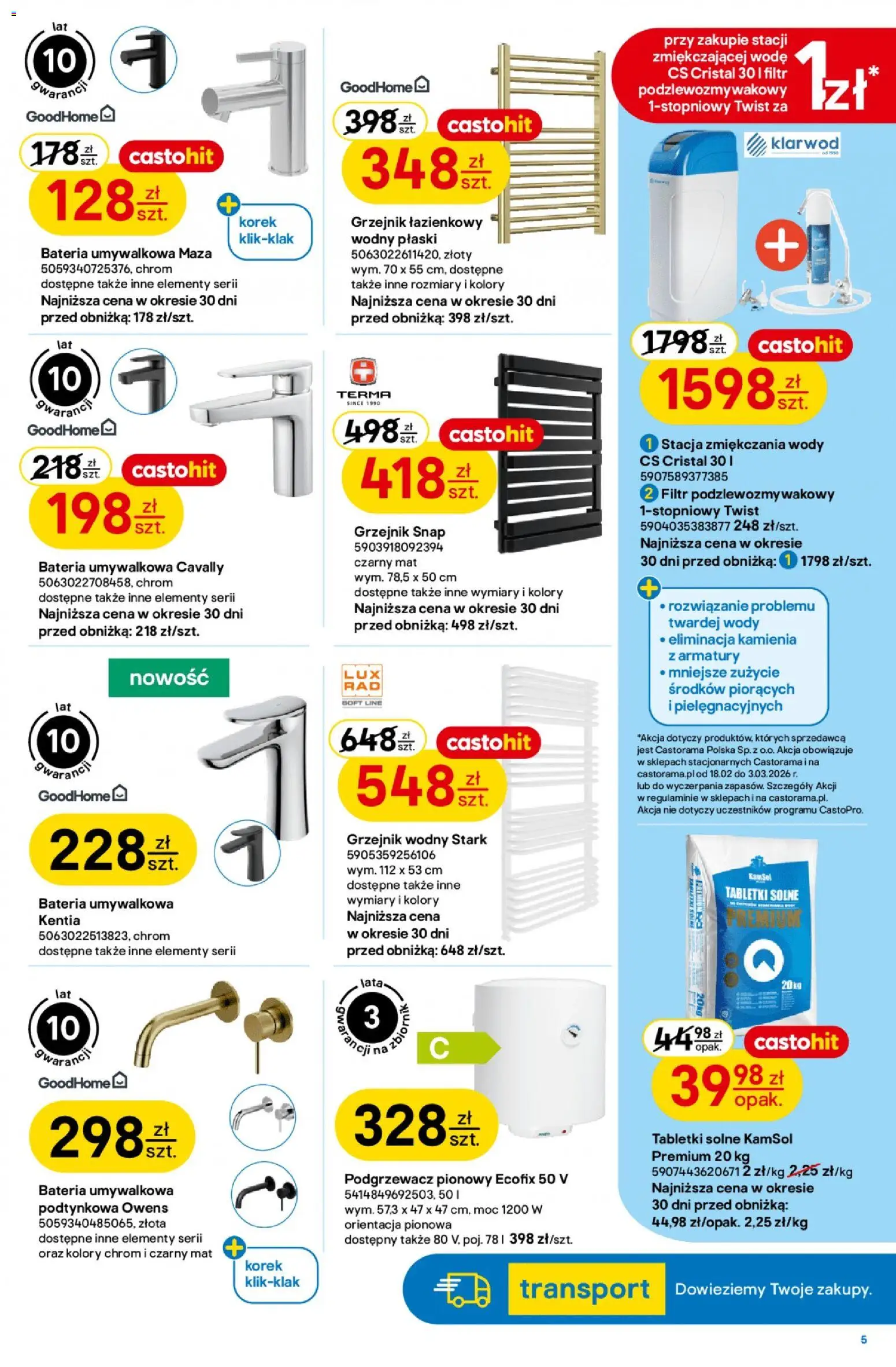 Castorama Gazetka od 18.02.2026 | Strona: 5 | Produkty: Umywalka, Bateria, Lustro