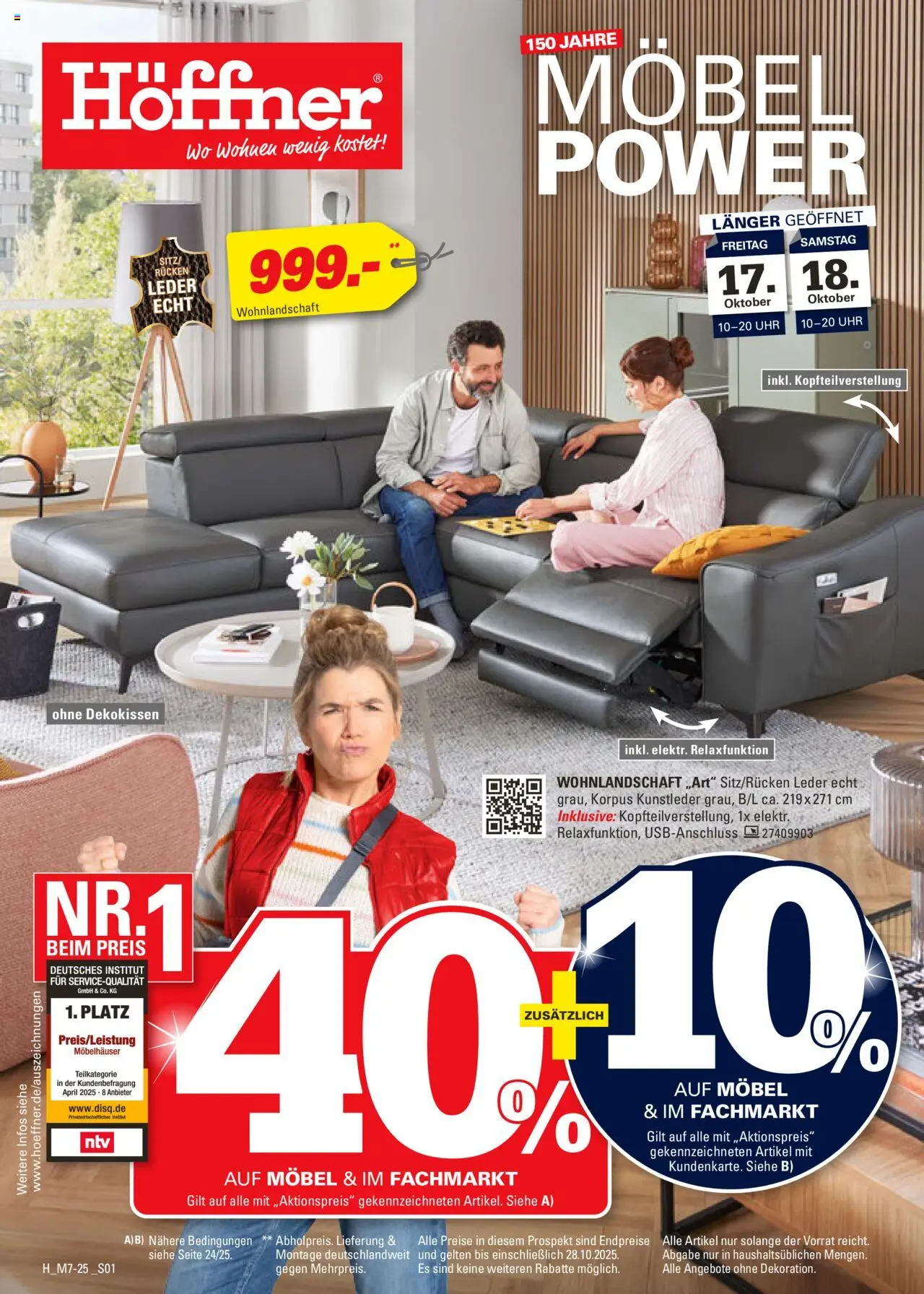 Höffner Prospekt 	 – gültig ab 15.10.2025 | Seite: 1 | Produkte: Wohnlandschaft, Uhr