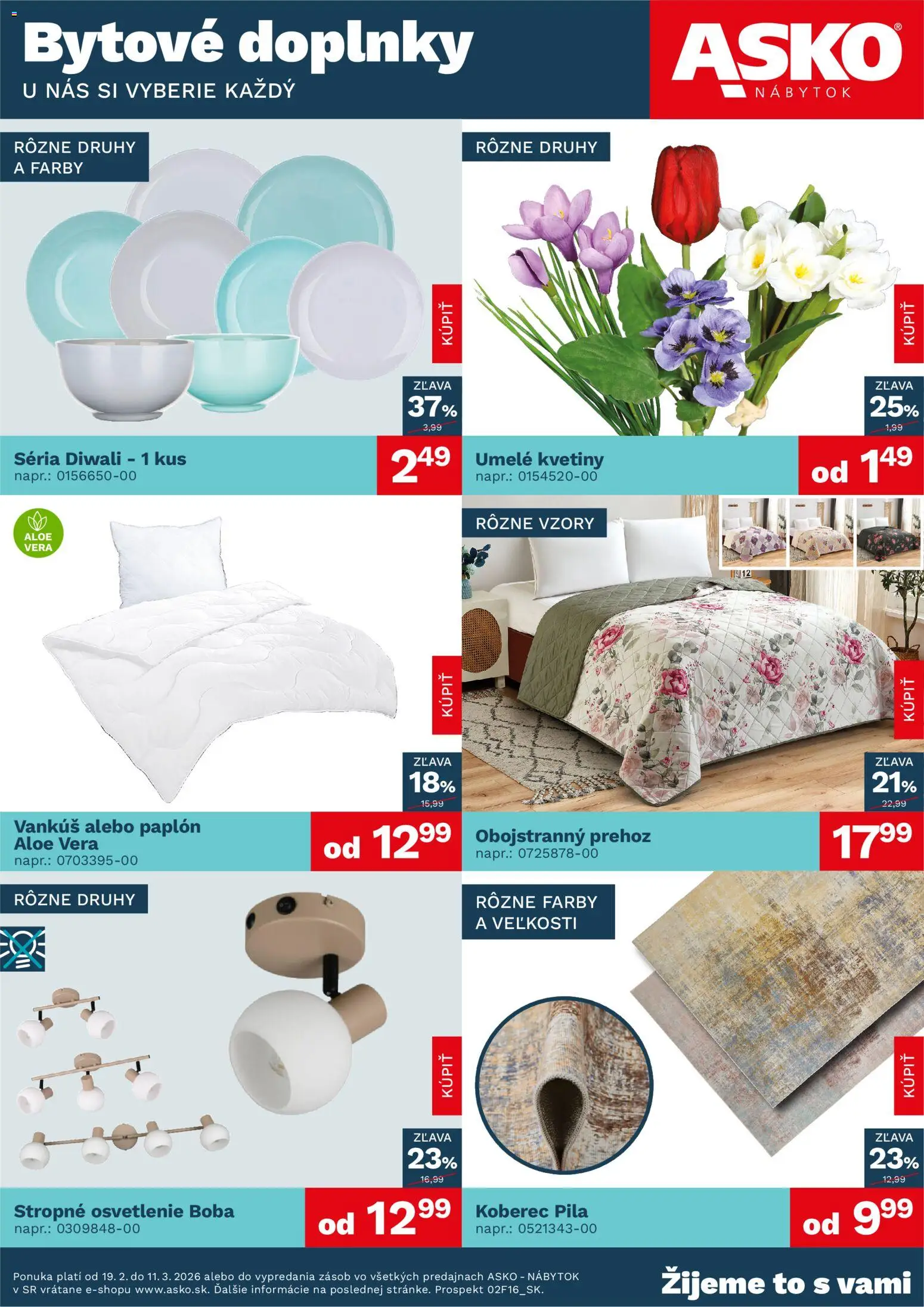 Nové ASKO nábytok akcie – leták je platný od 01.03.2026 | Strana: 1 | Produkty: Nábytok, Osvetlenie, Vankúš, Koberec