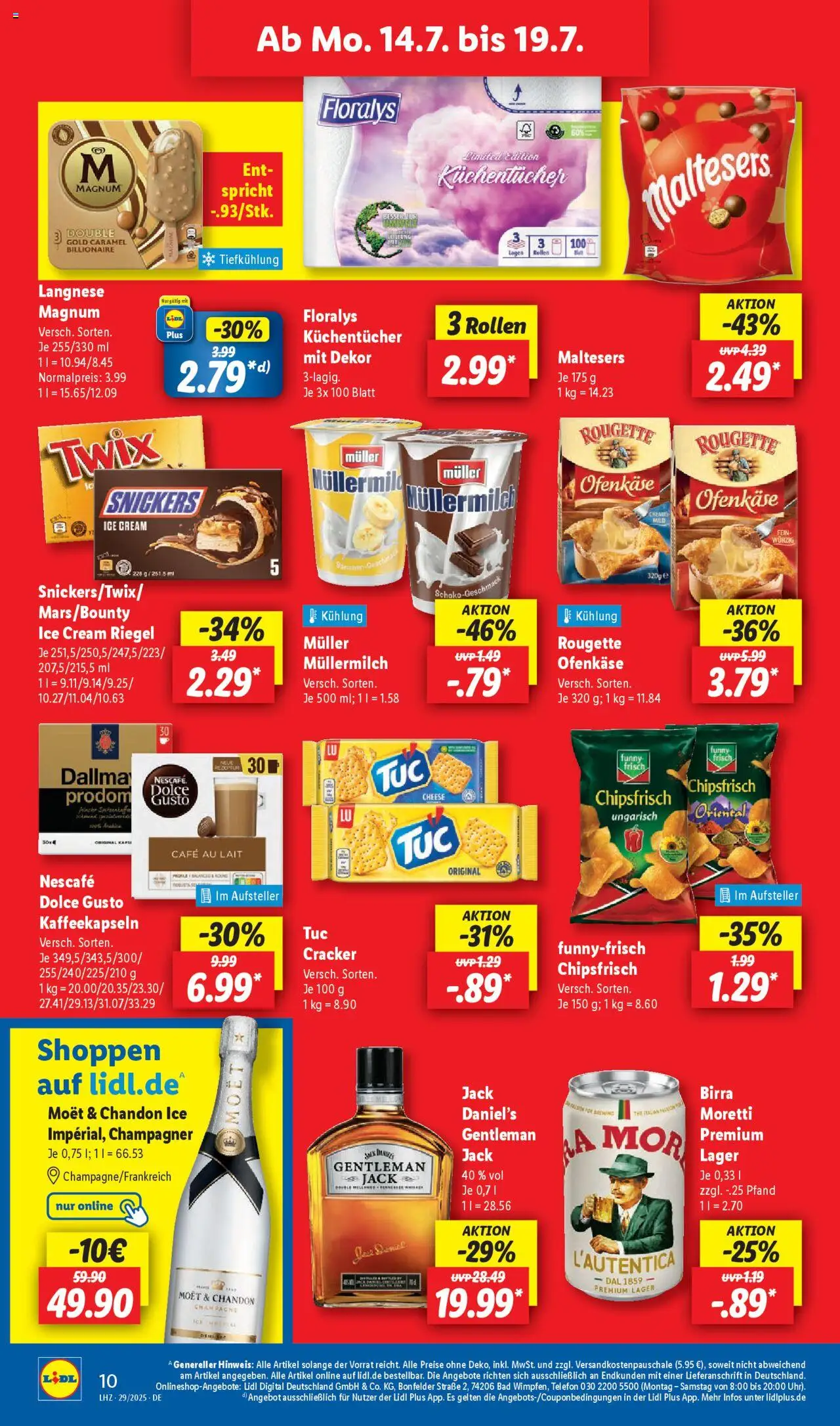 Lidl Prospekt Heppenheim - gültig ab dem 14.07.2025 | Seite: 12 | Produkte: Langnese, Nescafe, Bad, Snickers