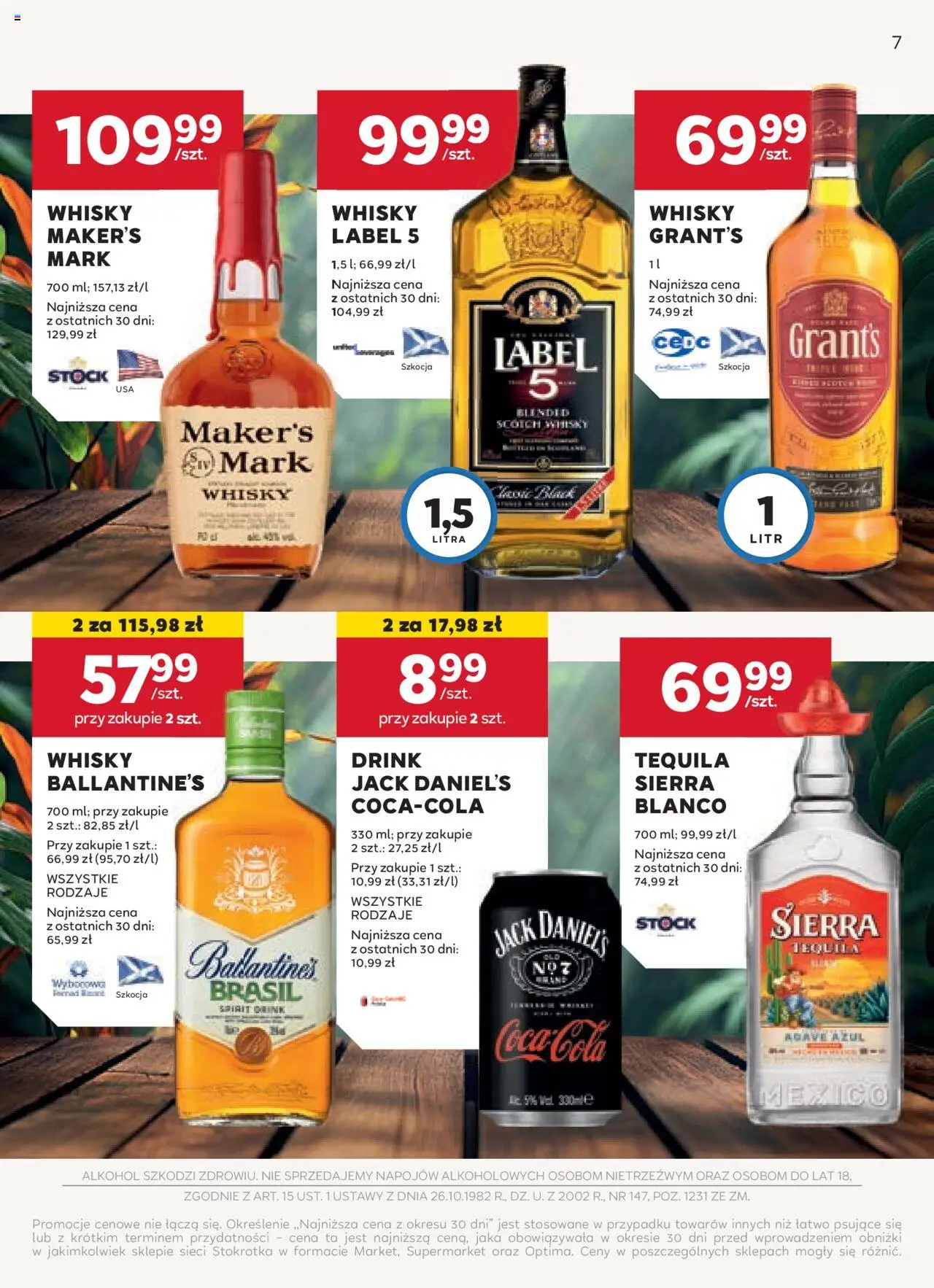Stokrotka Gazetka - Oferta alkoholowa od 22.05.2025 | Strona: 7 | Produkty: Grant's, Tequila Sierra, Tequila, Alkohol
