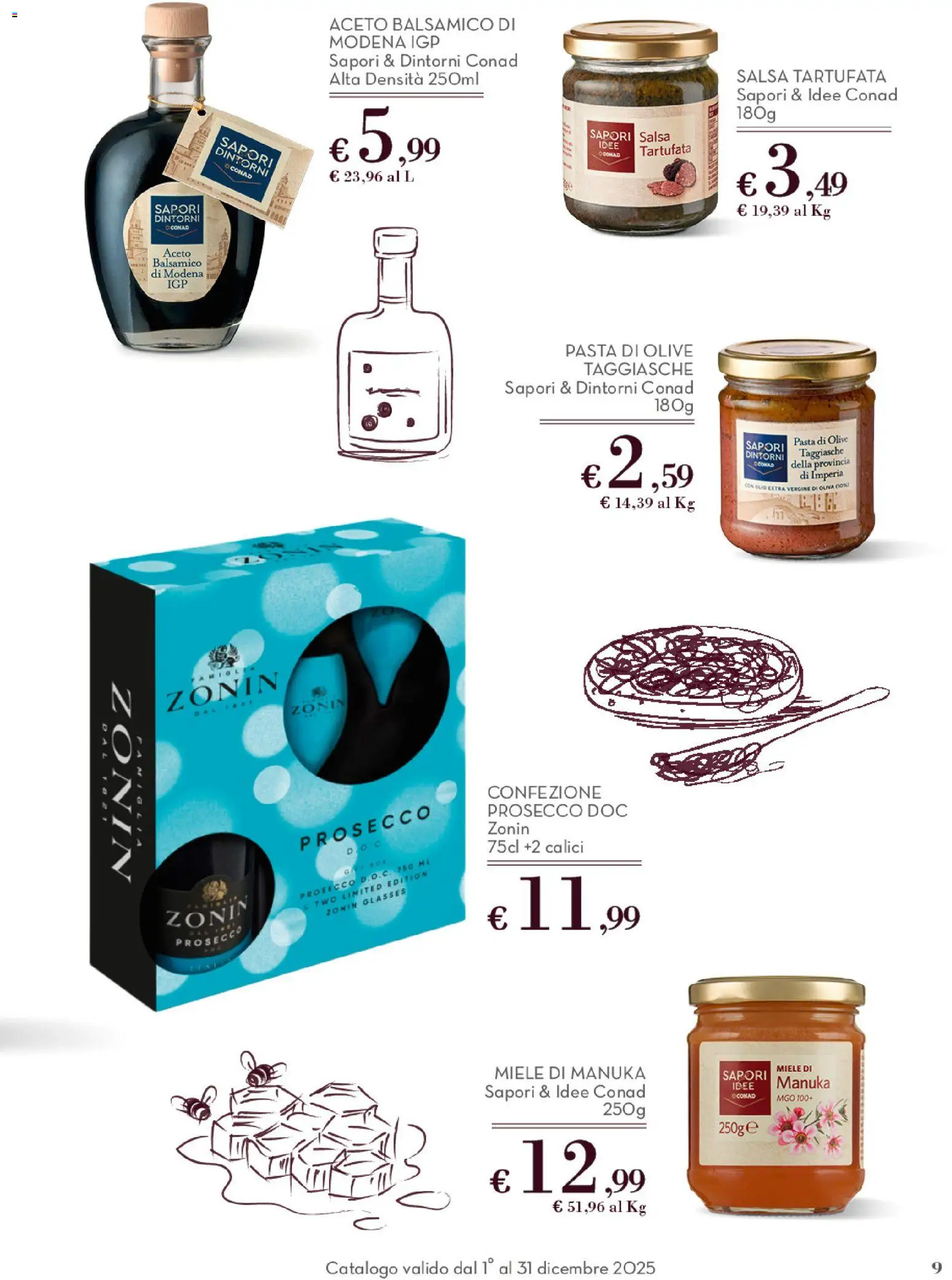Volantino Conad del 01.12.2025 | Pagina: 9 | Prodotti: Salsa, Olio, Olio extra vergine, Miele