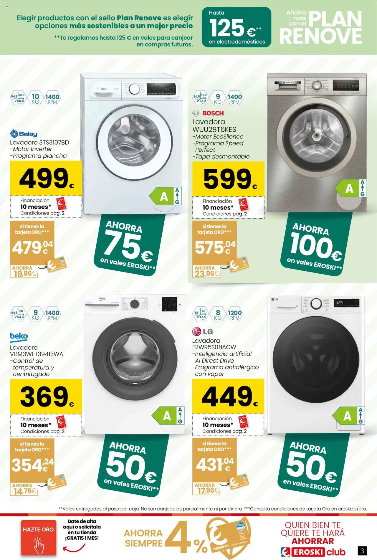 Eroski - Ahorra más con el Plan Renove │ válido desde el 18.09.2025 | Página: 3 | Productos: Té, Lavadora, Plancha