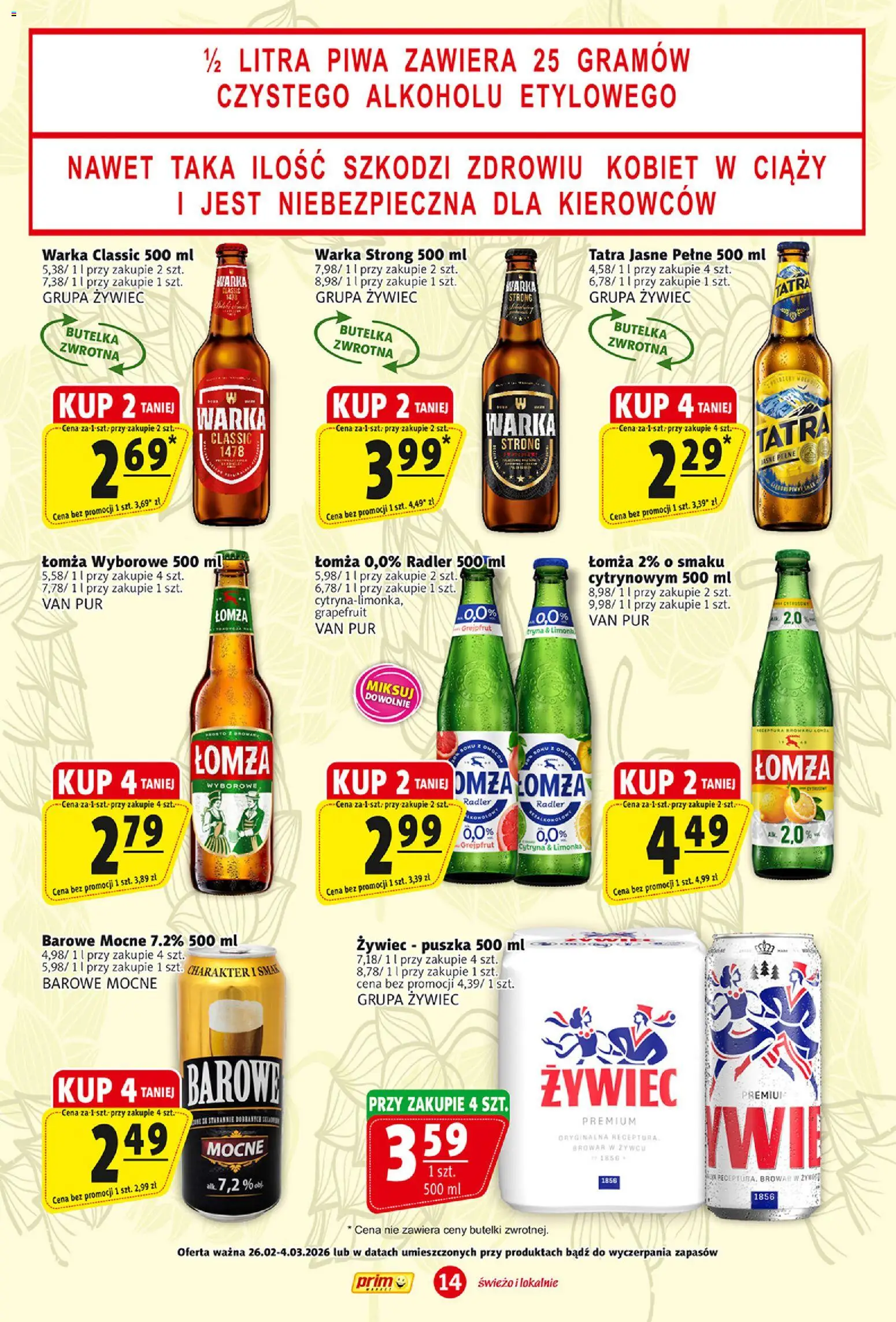 Prim Market Gazetka od 26.02.2026 | Strona: 14 | Produkty: Cytryna, Limonka, Warka, Grejpfrut